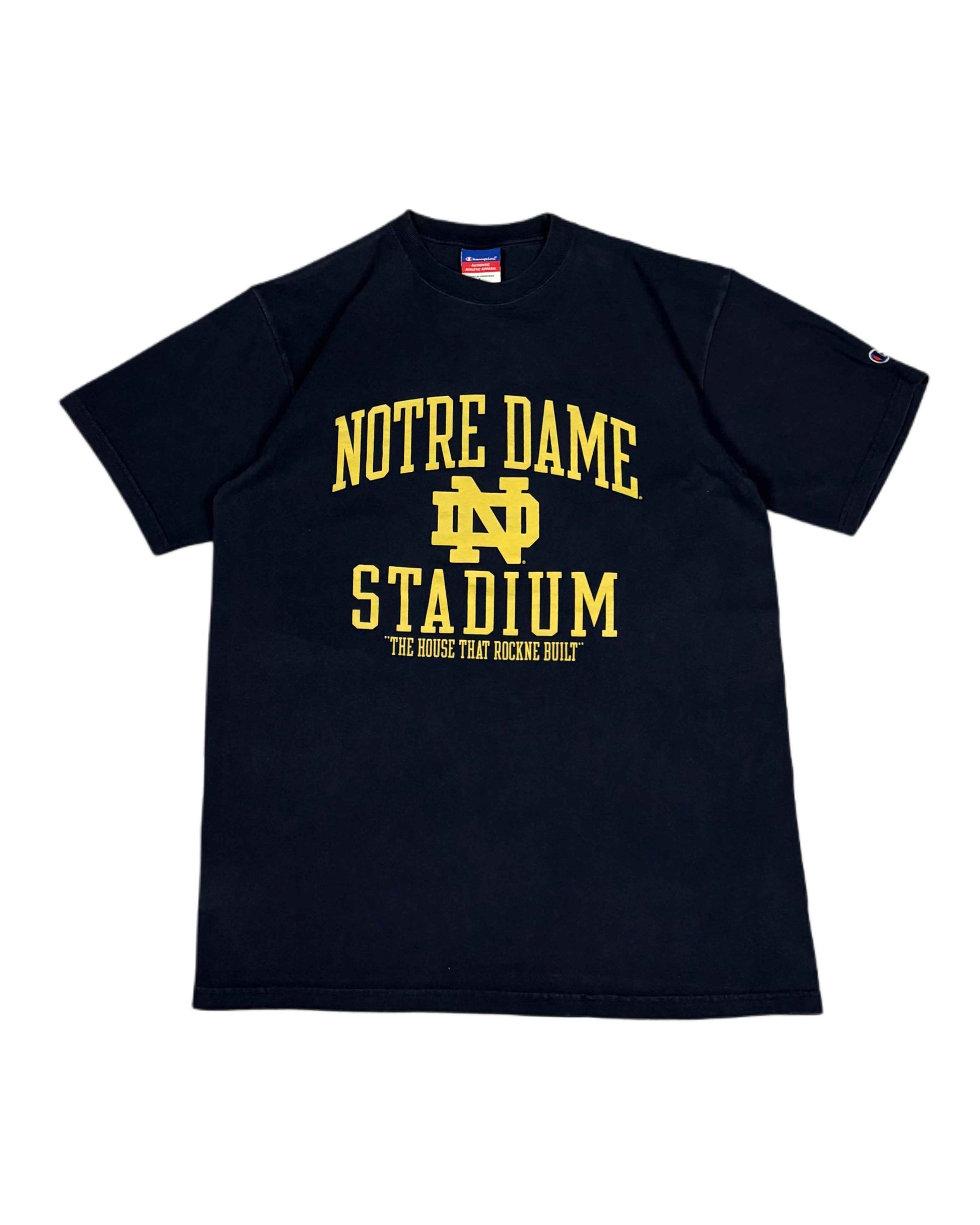 Vintage Champion Notre Dame Stadium T-shirt Navy Blue (L) - Gods Thrift Athens