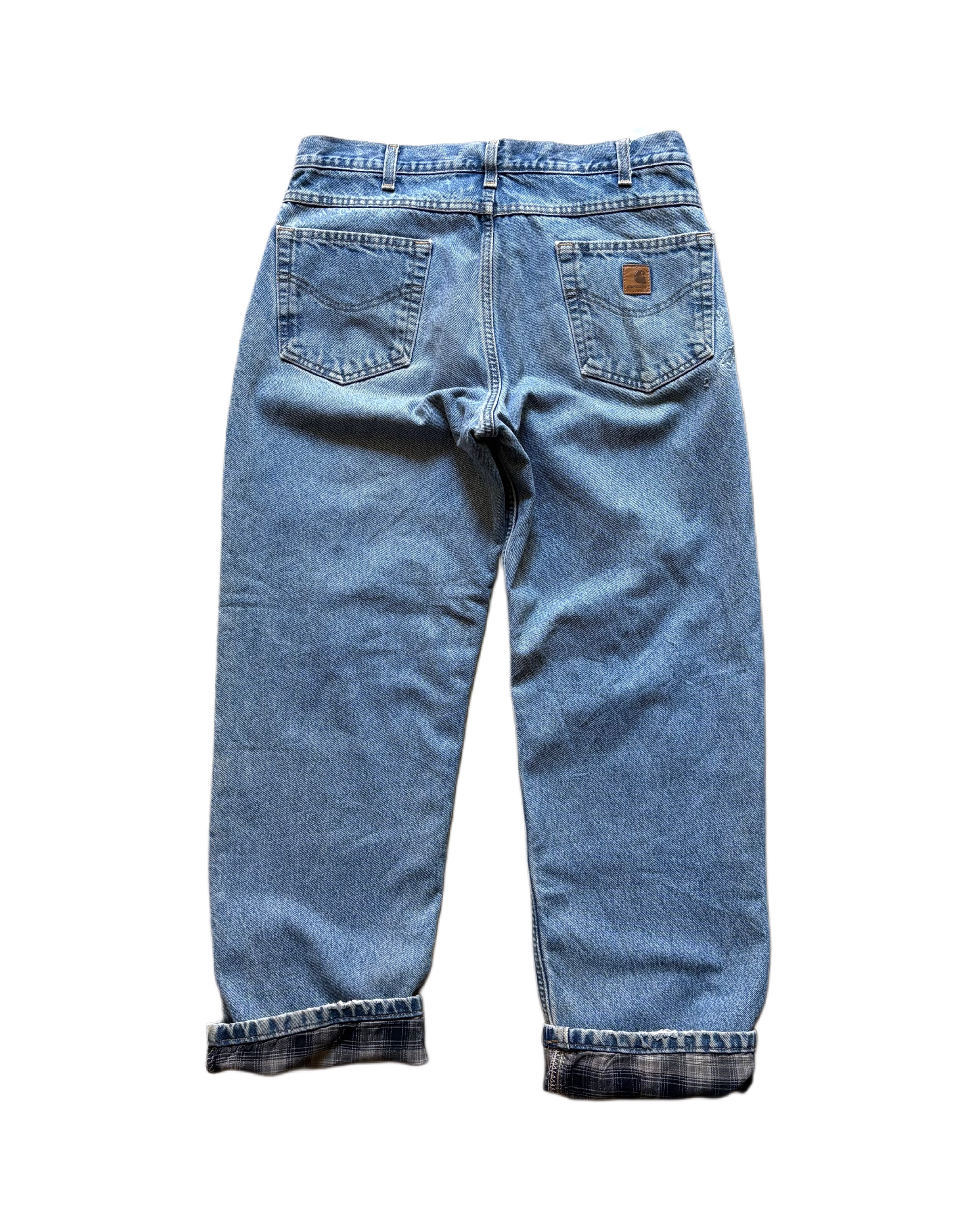 Carhartt B172DST Vaqueros de mezclilla con forro de franela relajados (W36 L30)