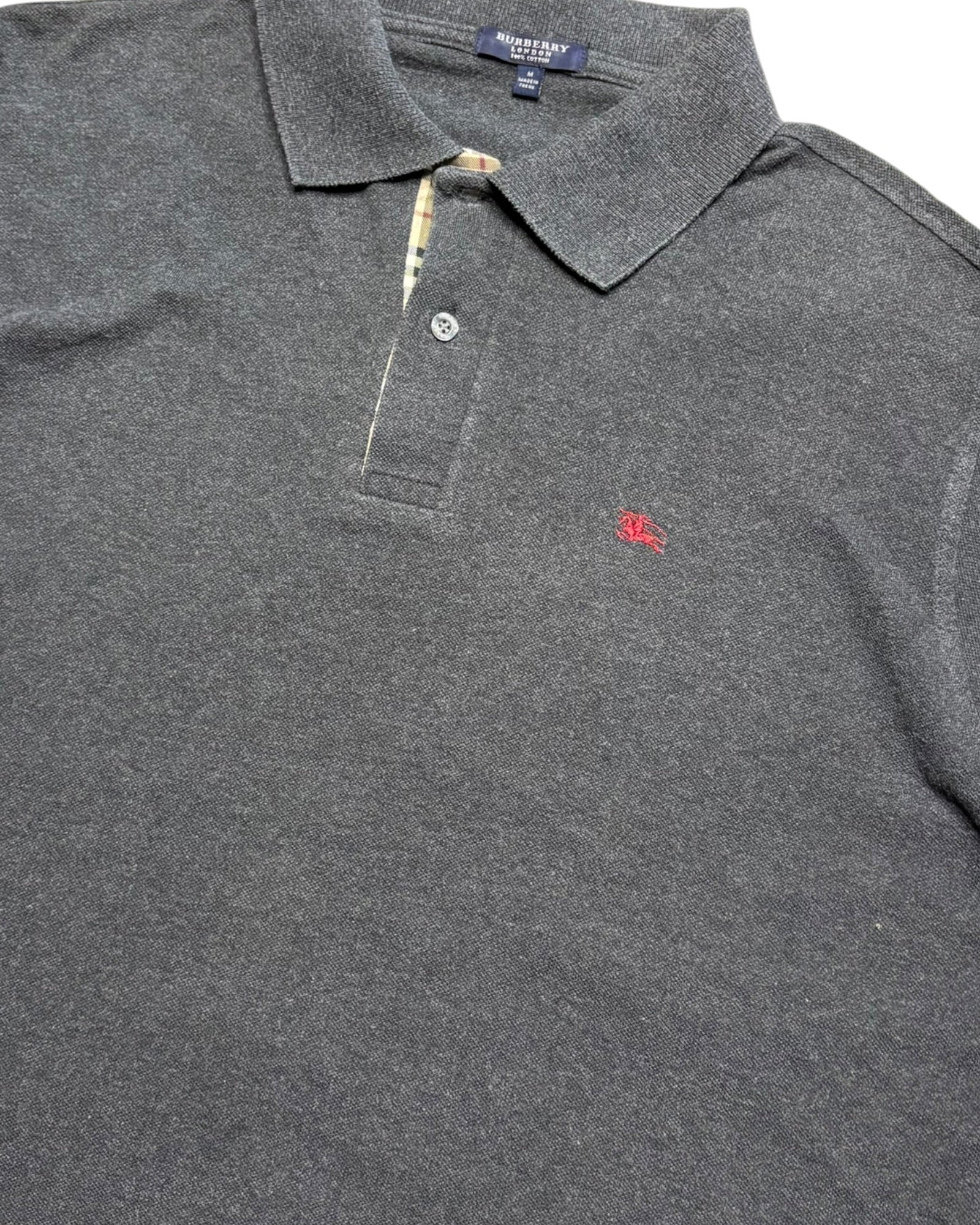Vintage 2000s Burberry Polo | Grey | Size M | Made in UK