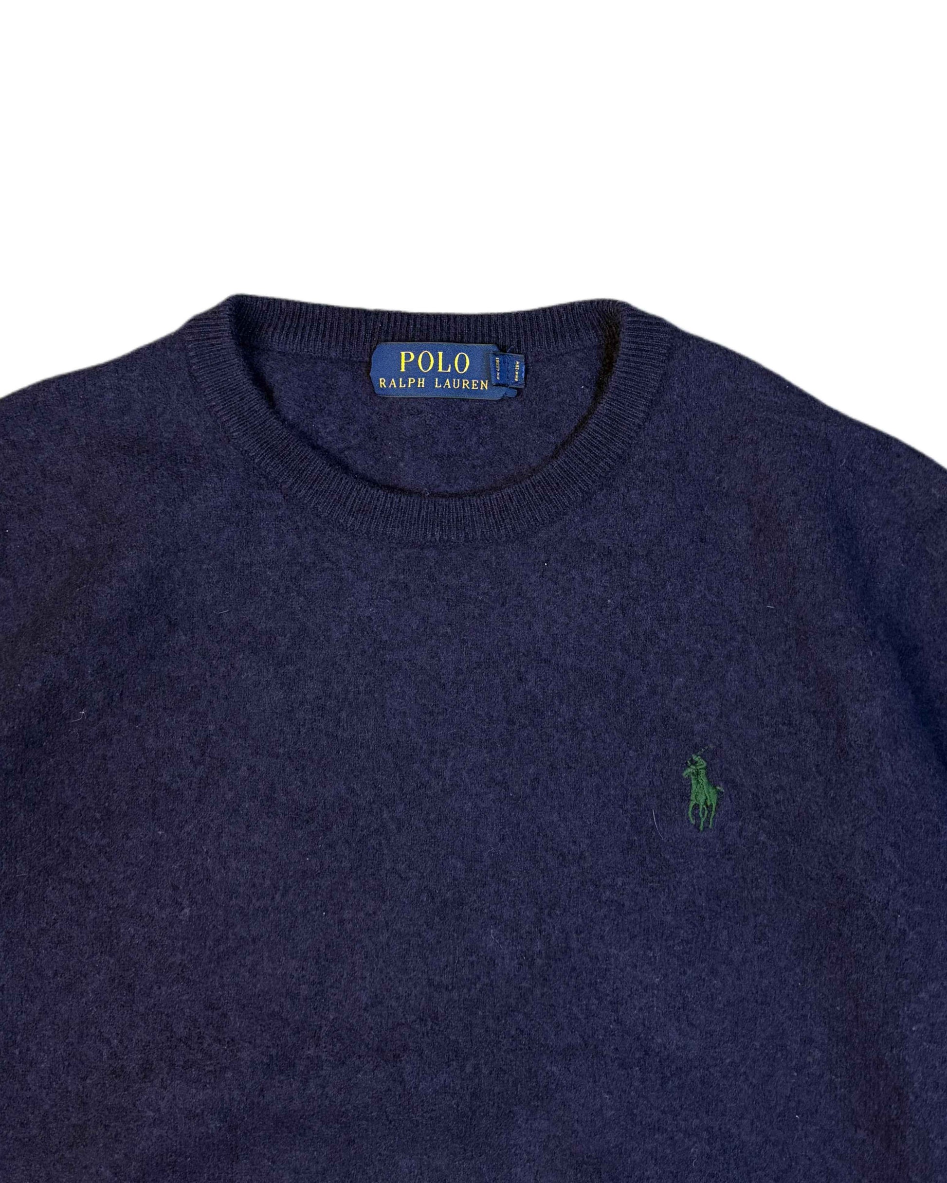 Vintage Polo Ralph Lauren Wool Sweater Navy Blue (XS) - Gods Thrift Athens