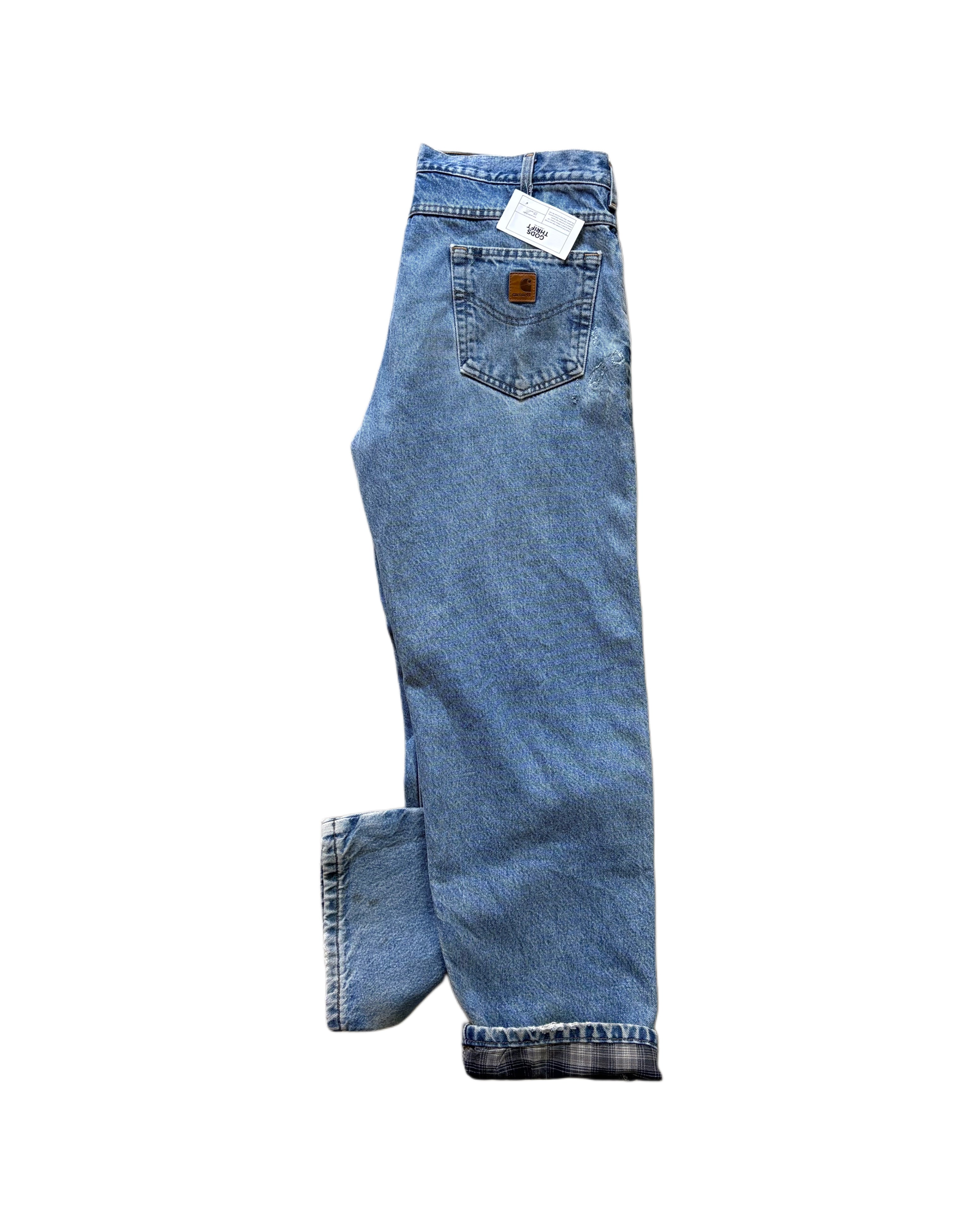Carhartt B172DST Vaqueros de mezclilla con forro de franela relajados (W36 L30)
