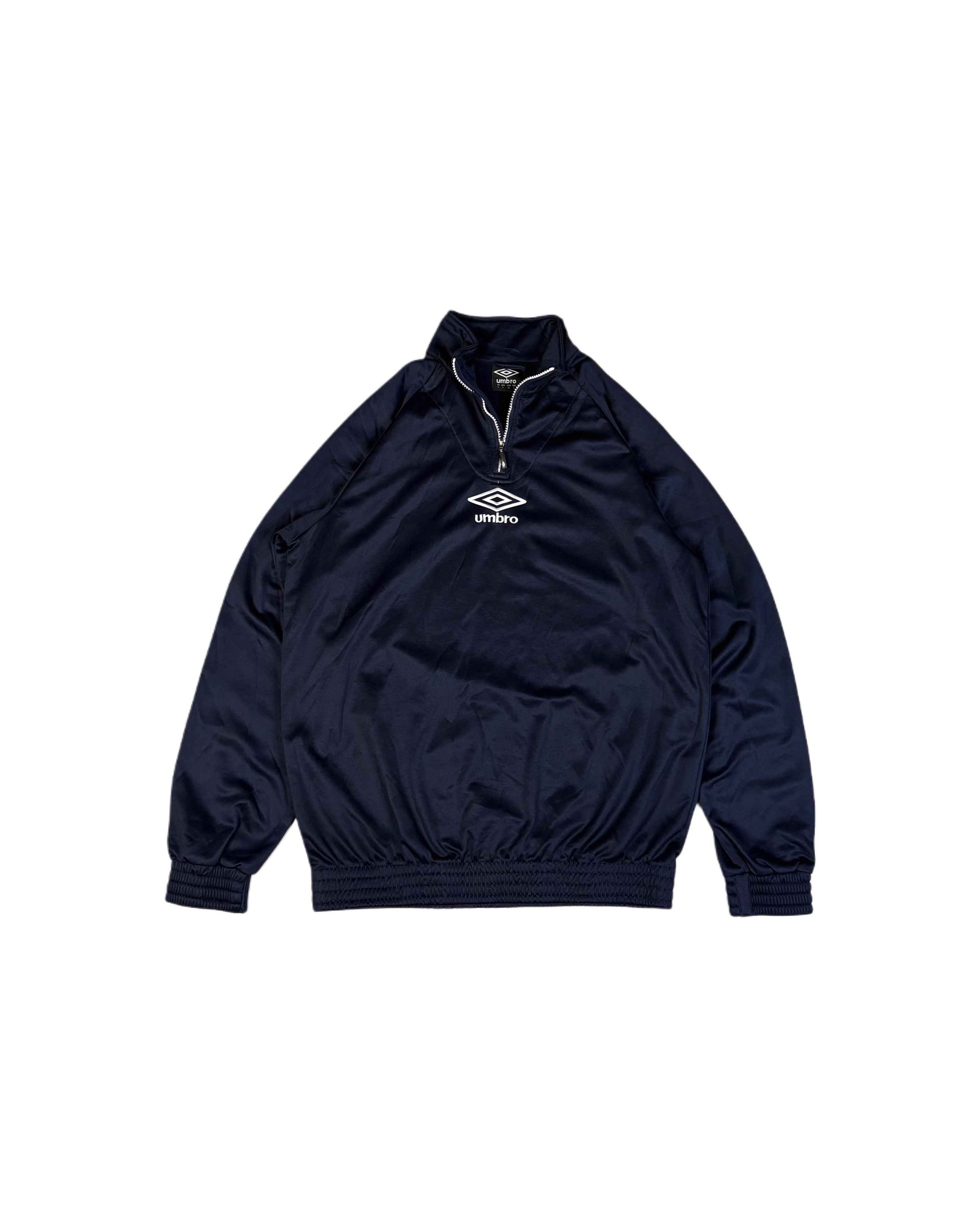 Vintage Umbro 1/4 Zip Track Jacket Navy Blue (L) - Gods Thrift Athens