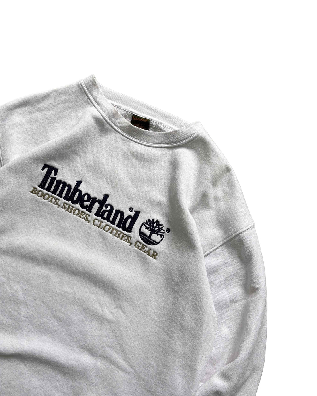 Vintage Timberland Cewneck White (M) - Gods Thrift Athens