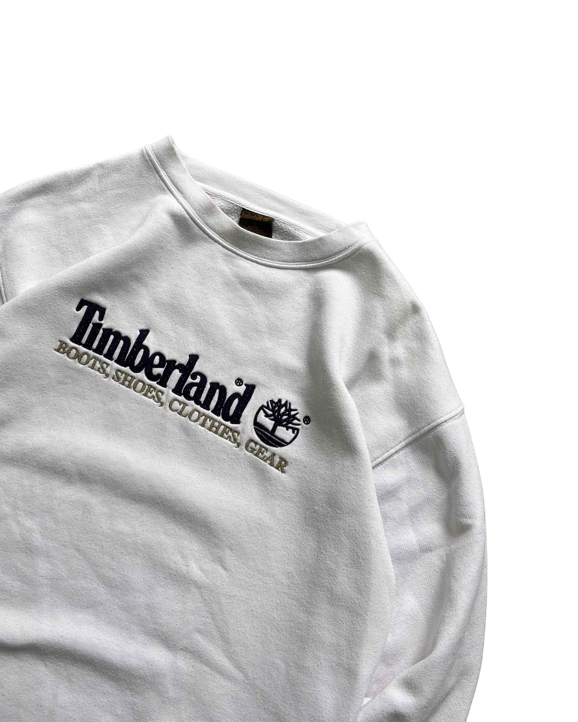 Vintage Timberland Cewneck White (M) - Gods Thrift Athens