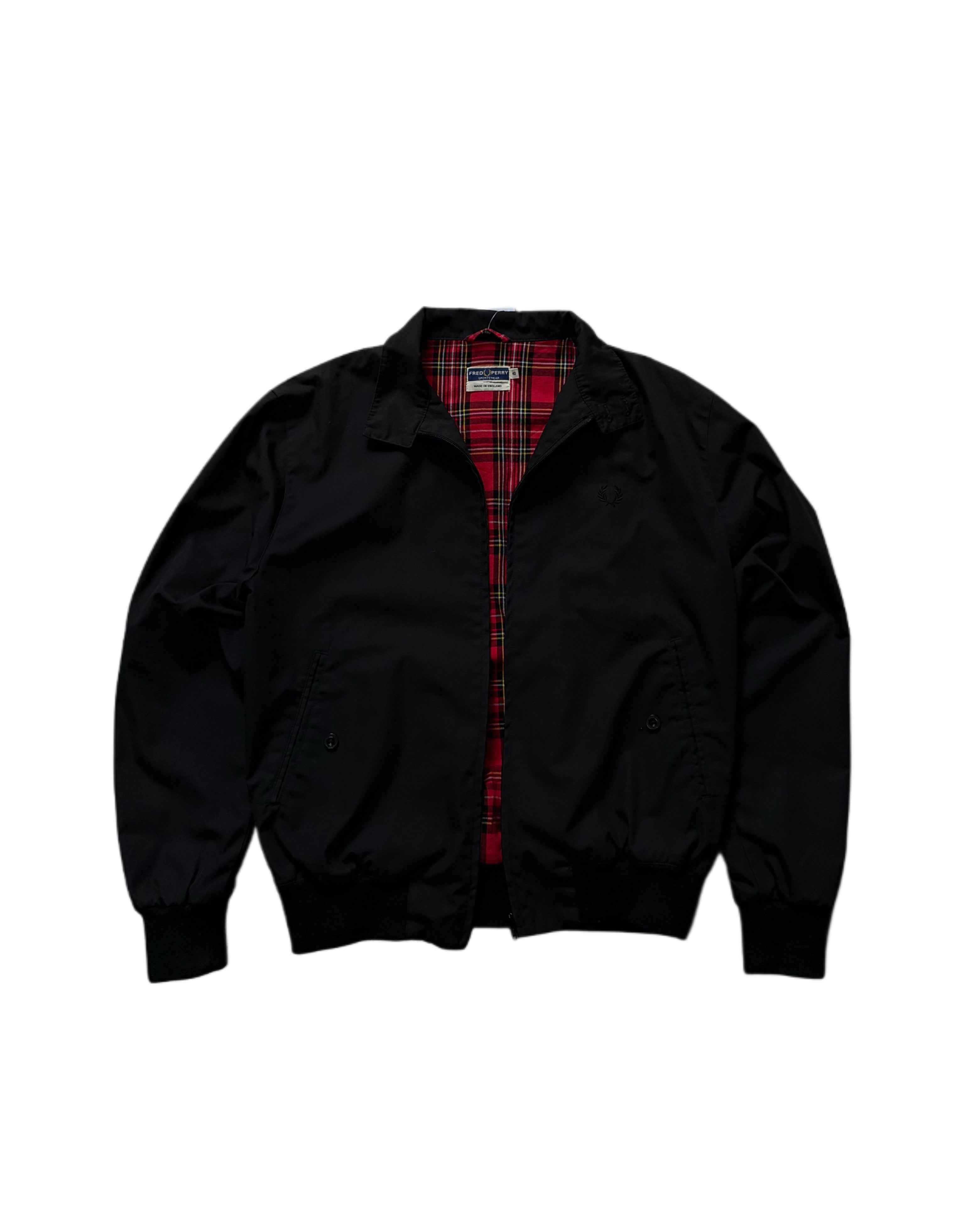 90s Fred Perry Made in England Harrington Jacket Black (S) - Gods Thrift Athens
