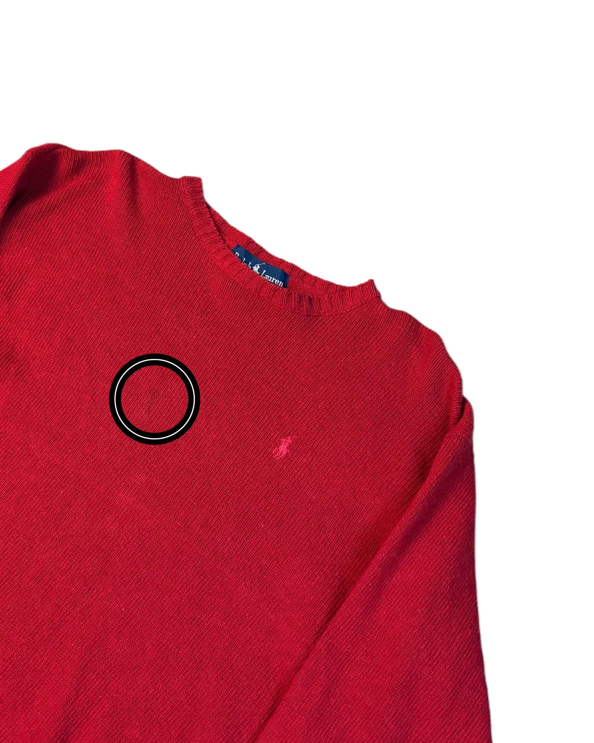 Vintage Polo Ralph Lauren Wool Sweater Deep Red (L) - Gods Thrift Athens