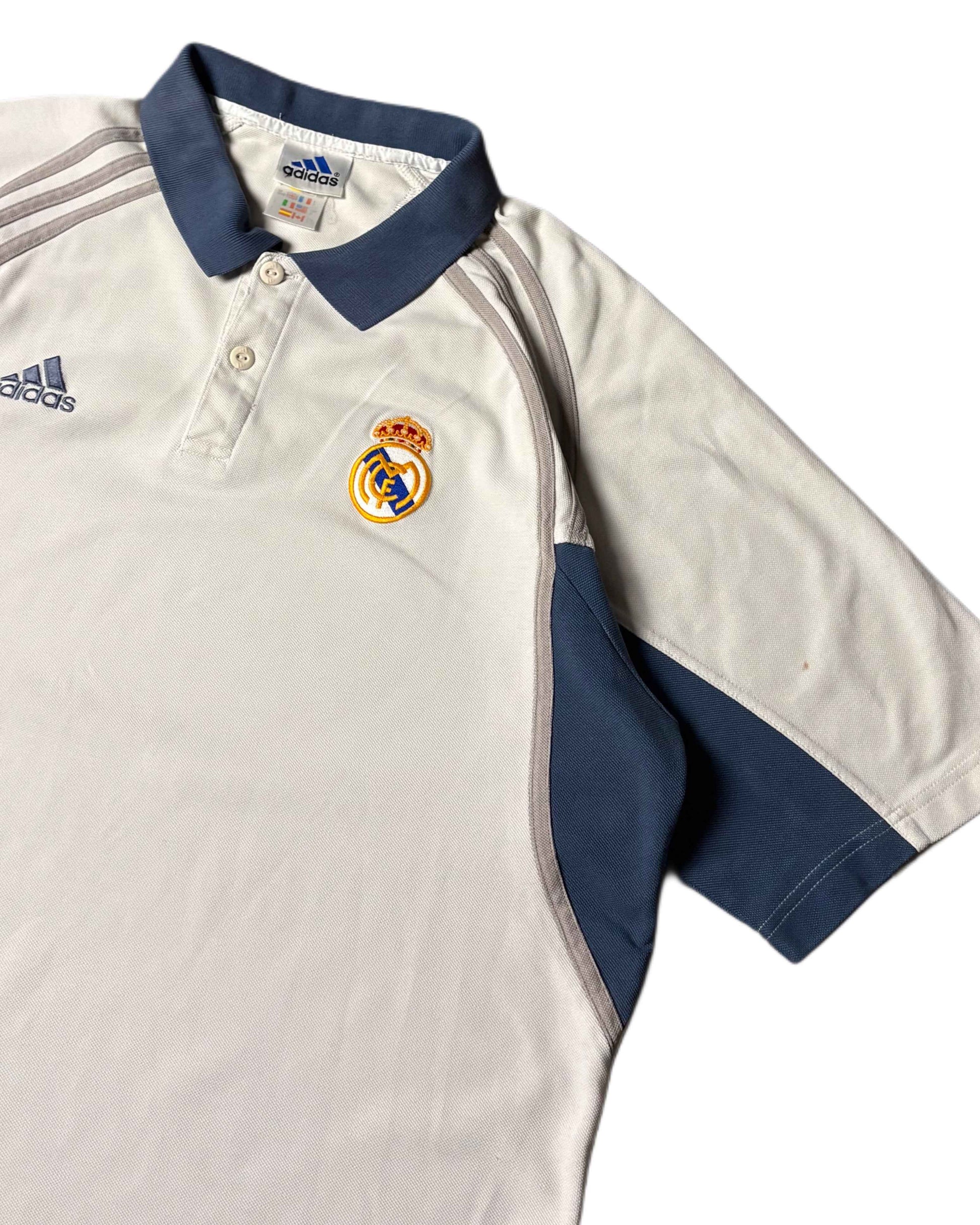 Vintage Adidas Real Madrid Polo T-shirt White (XL) - Gods Thrift Athens