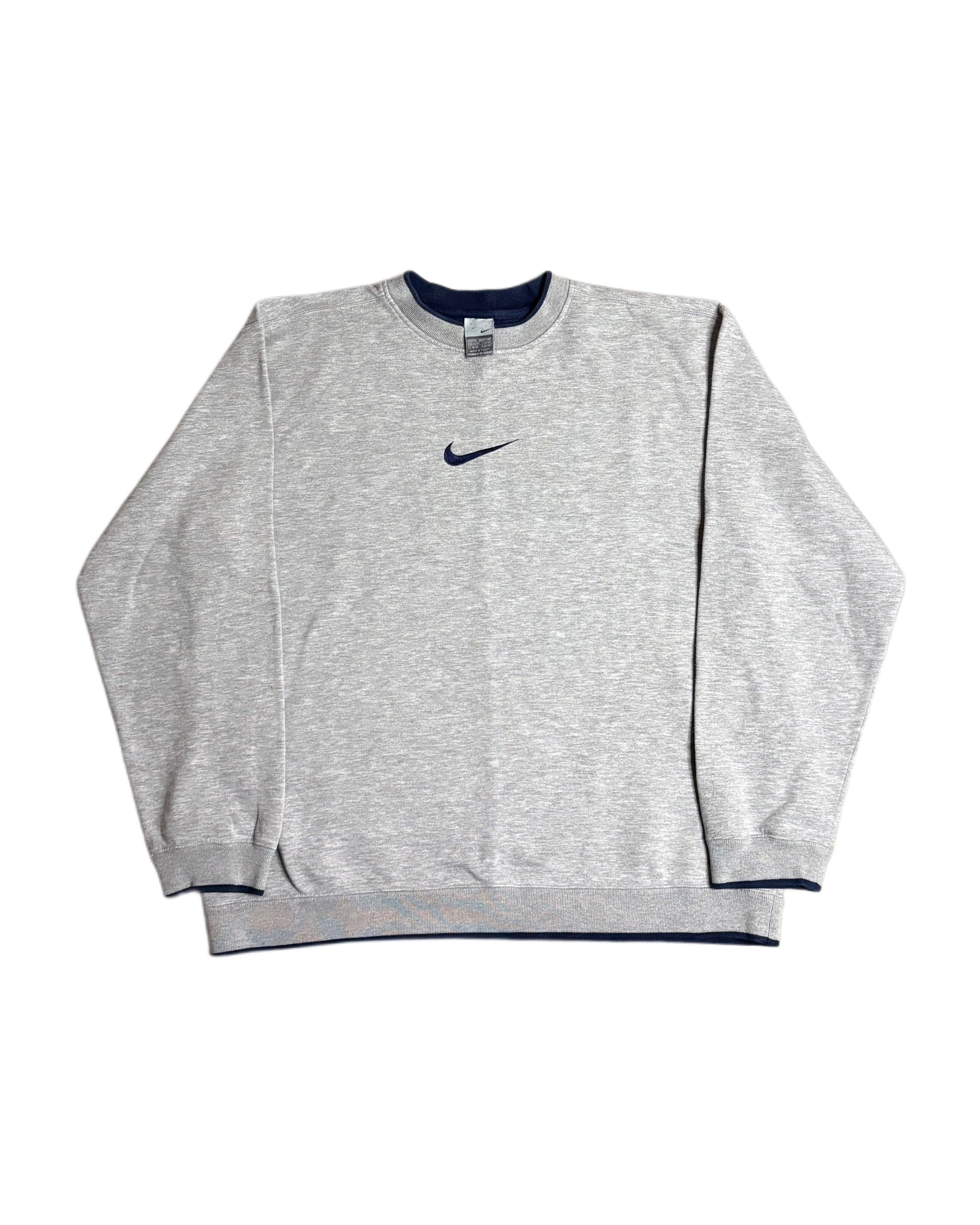 Vintage Nike Center Swoosh Crewneck Grey (XL)