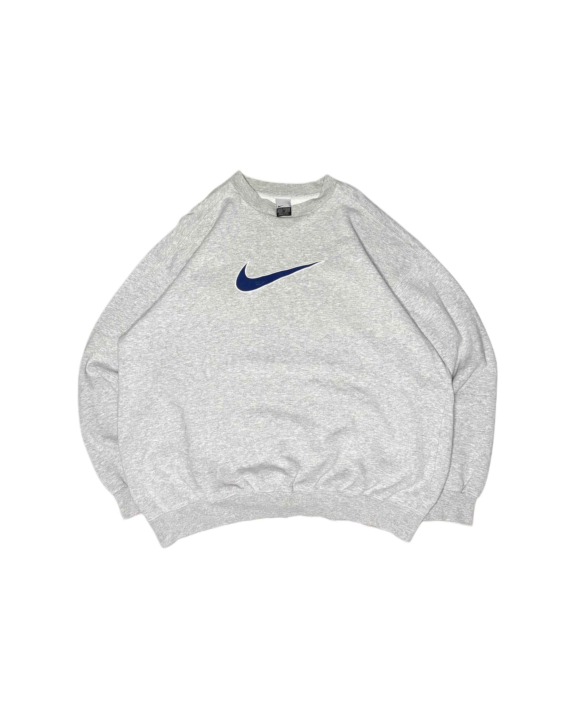 Vintage Nike Center Swoosh Crewneck Grey (XL) - Gods Thrift Athens