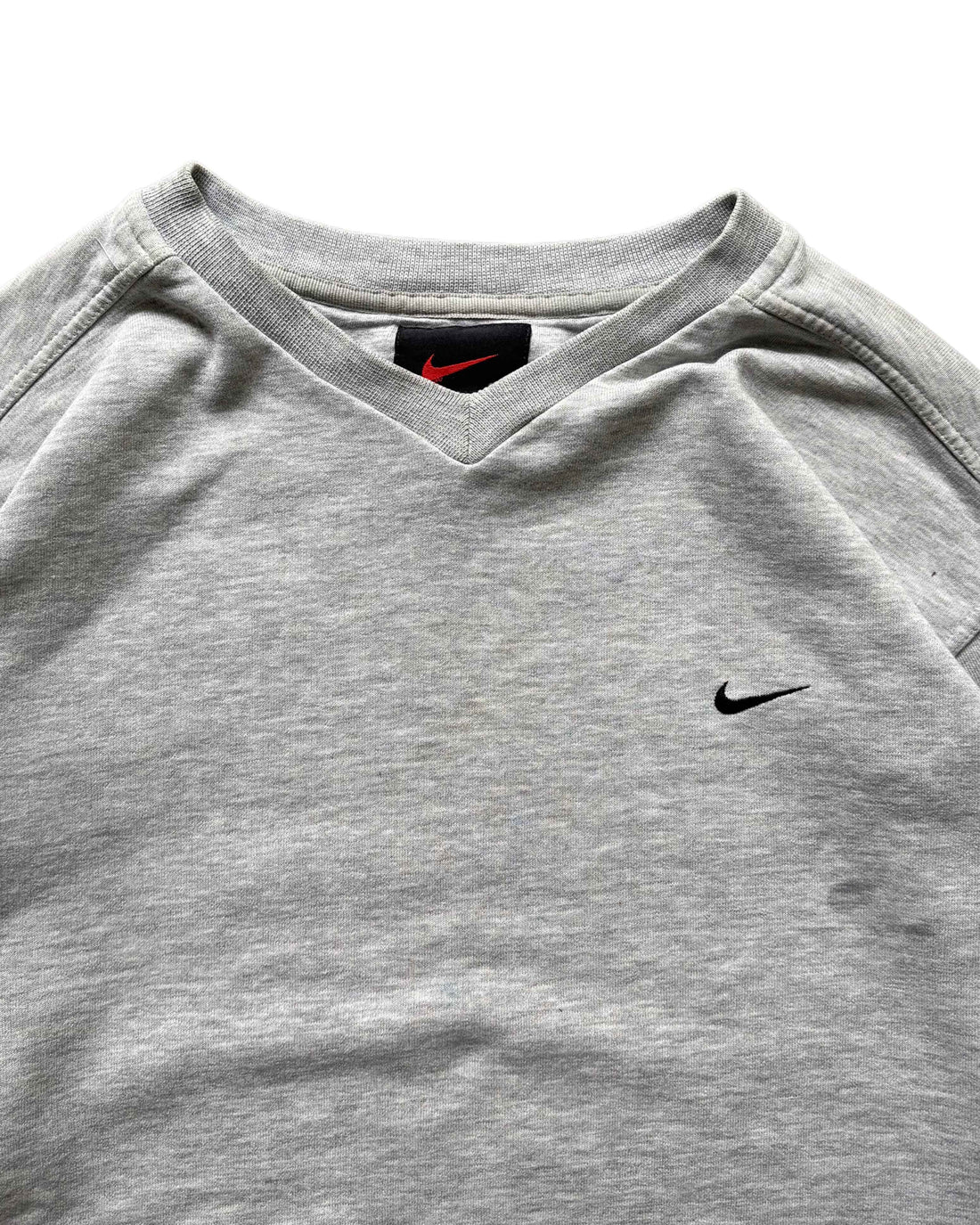 00s Nike V-neck Crewneck Grey (M) - Gods Thrift Athens