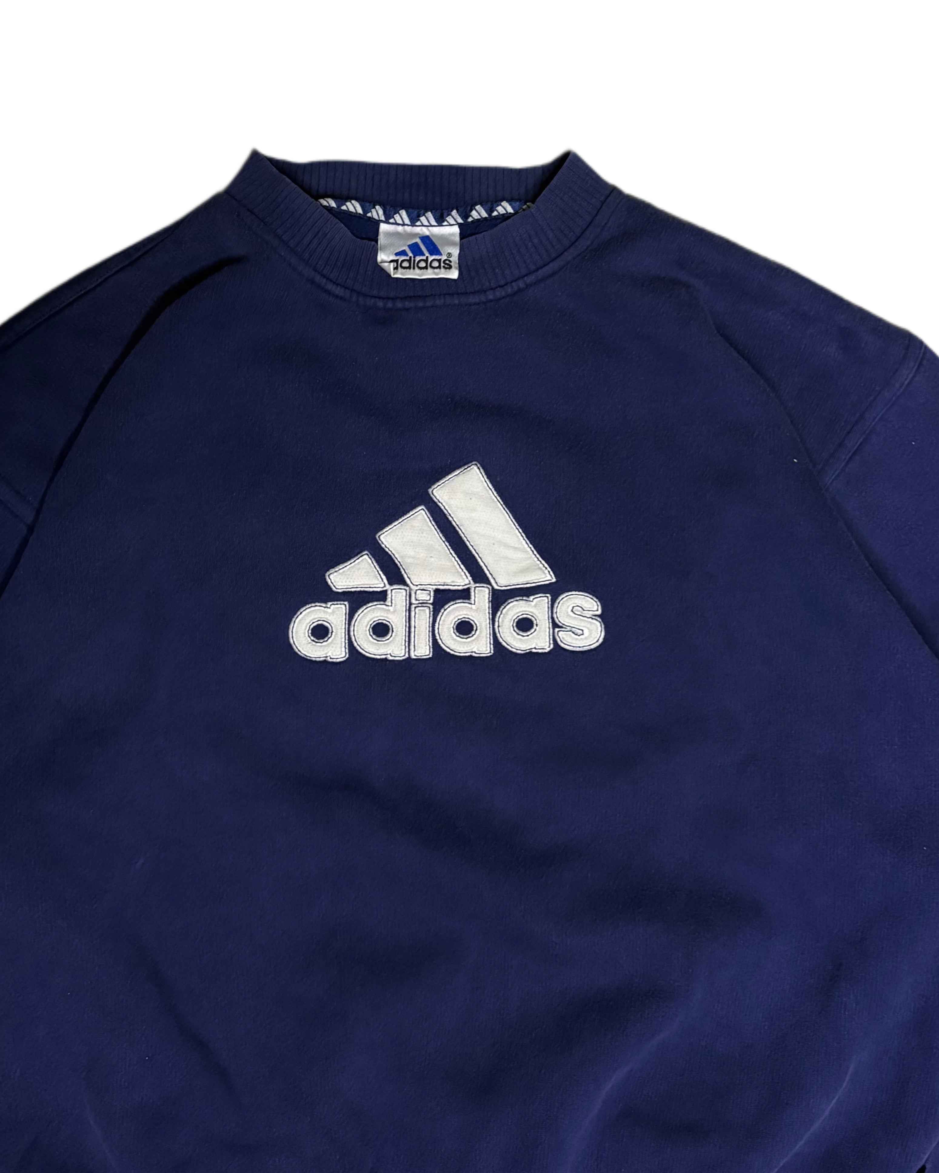 Vintage Adidas Crewneck Navy Blue (S) - Gods Thrift Athens