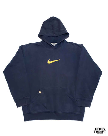 Nike navy center swoosh hoodie (L) - Gods Thrift Athens