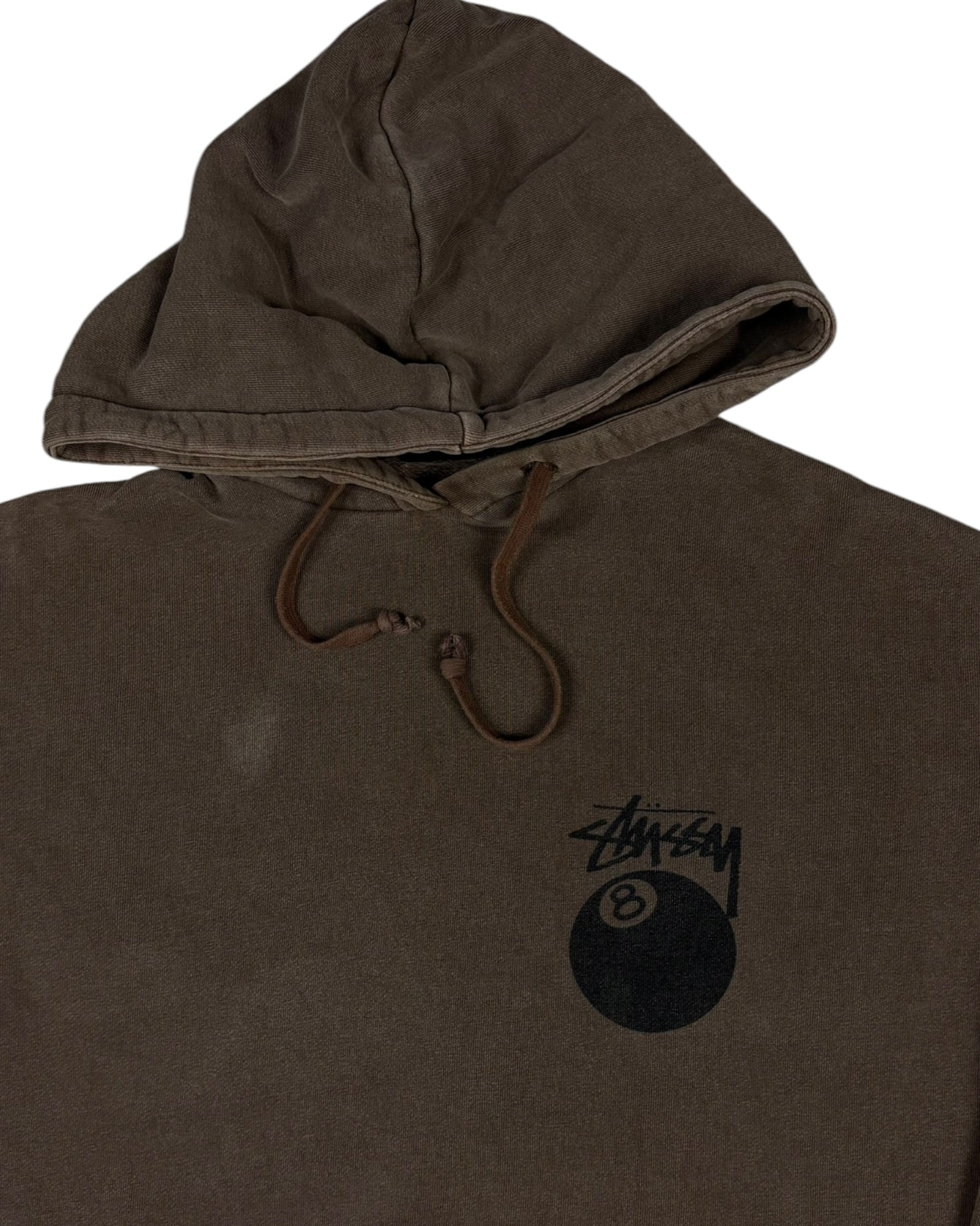 Vintage Stussy Eight Ball Hoodie | Brown | Size S Tag — Fits M/L