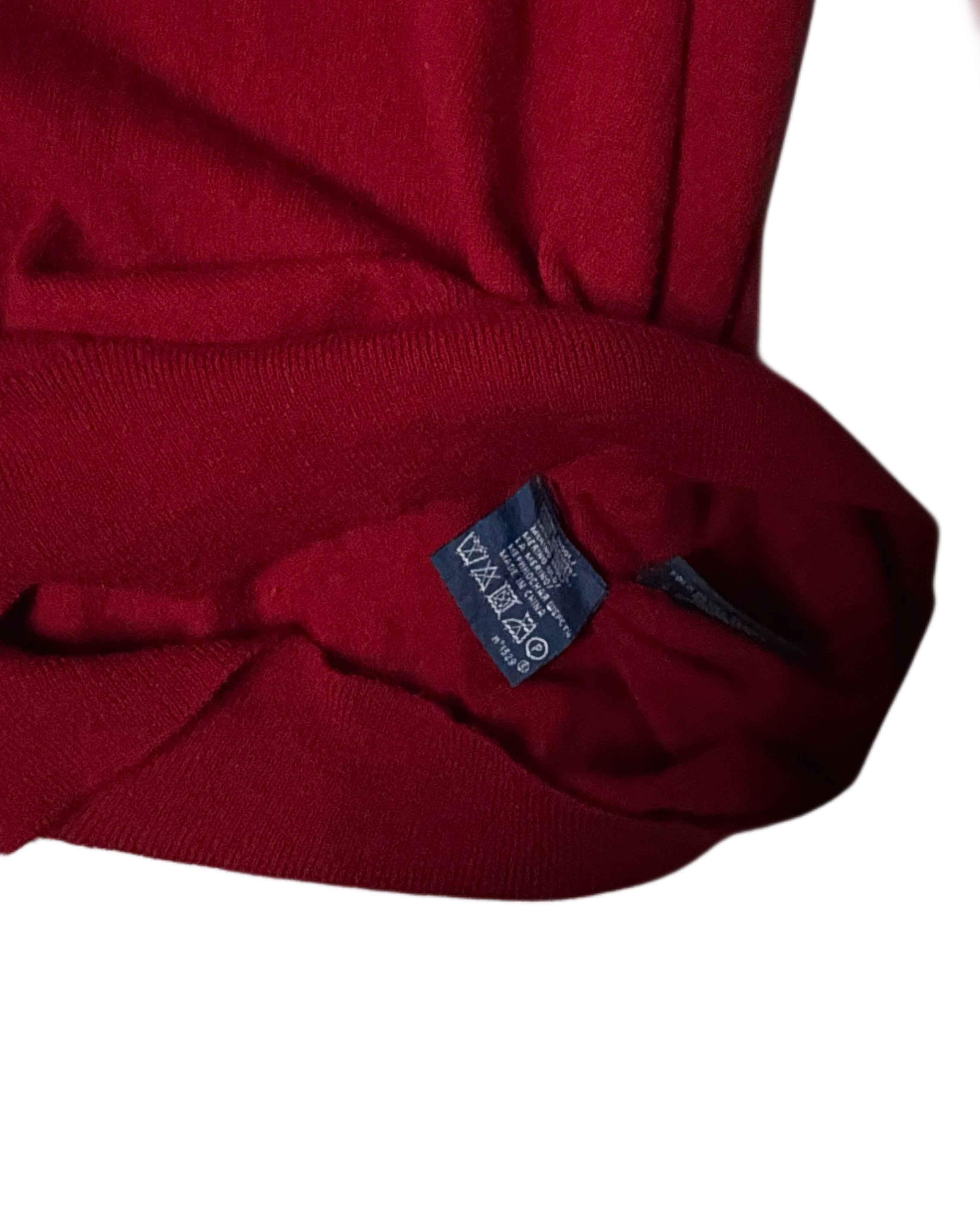 Vintage Polo Ralph Lauren V-neck Knit Sweater Deep Red (L) - Gods Thrift Athens