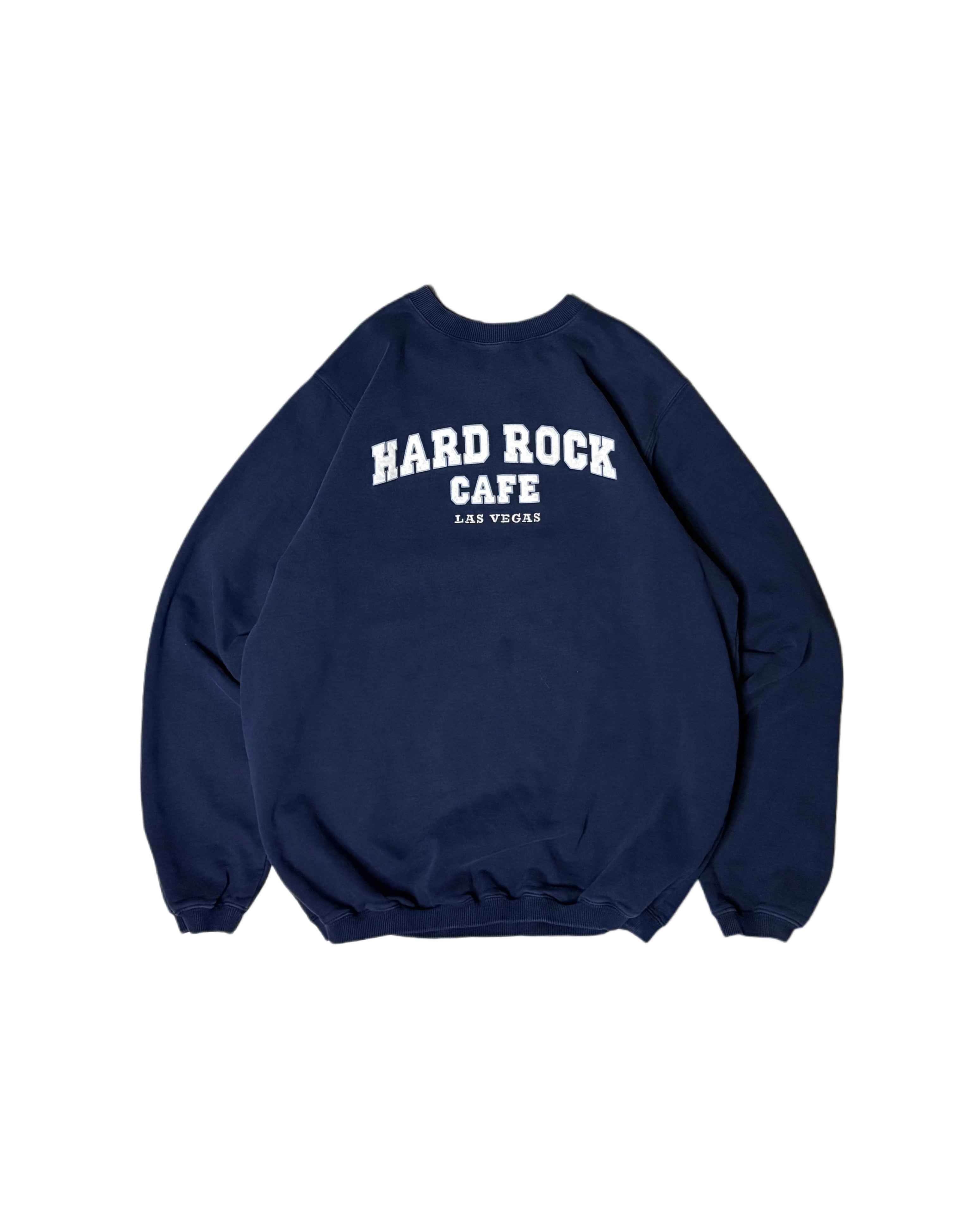 Vintage Hard Rock Cafe Las Vegas Crewneck Navy Blue (M) - Gods Thrift Athens