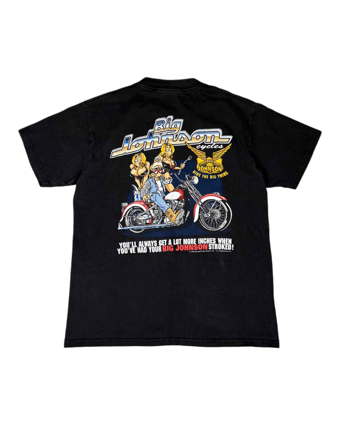 Vintage 1998 "Big Johnson" T-shirt Black (L) - Gods Thrift Athens