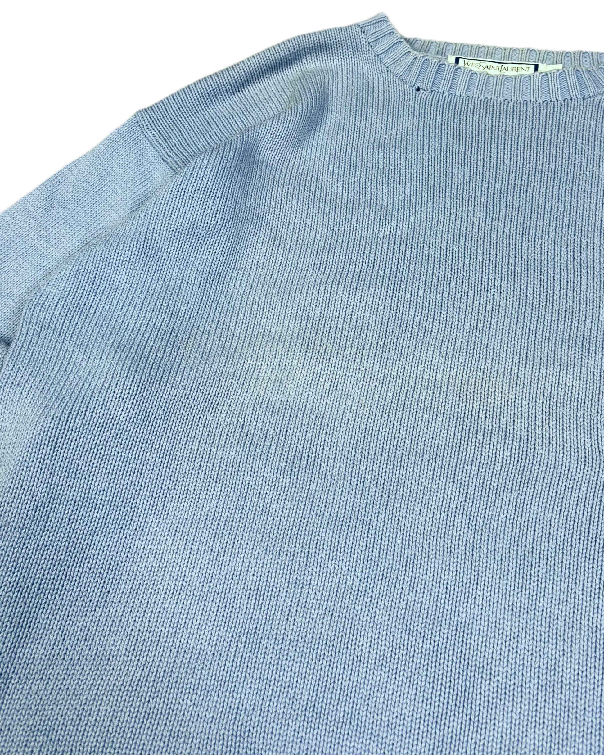 Yves Saint Laurent Knitwear Jumper Baby Blue (L) - Gods Thrift Athens