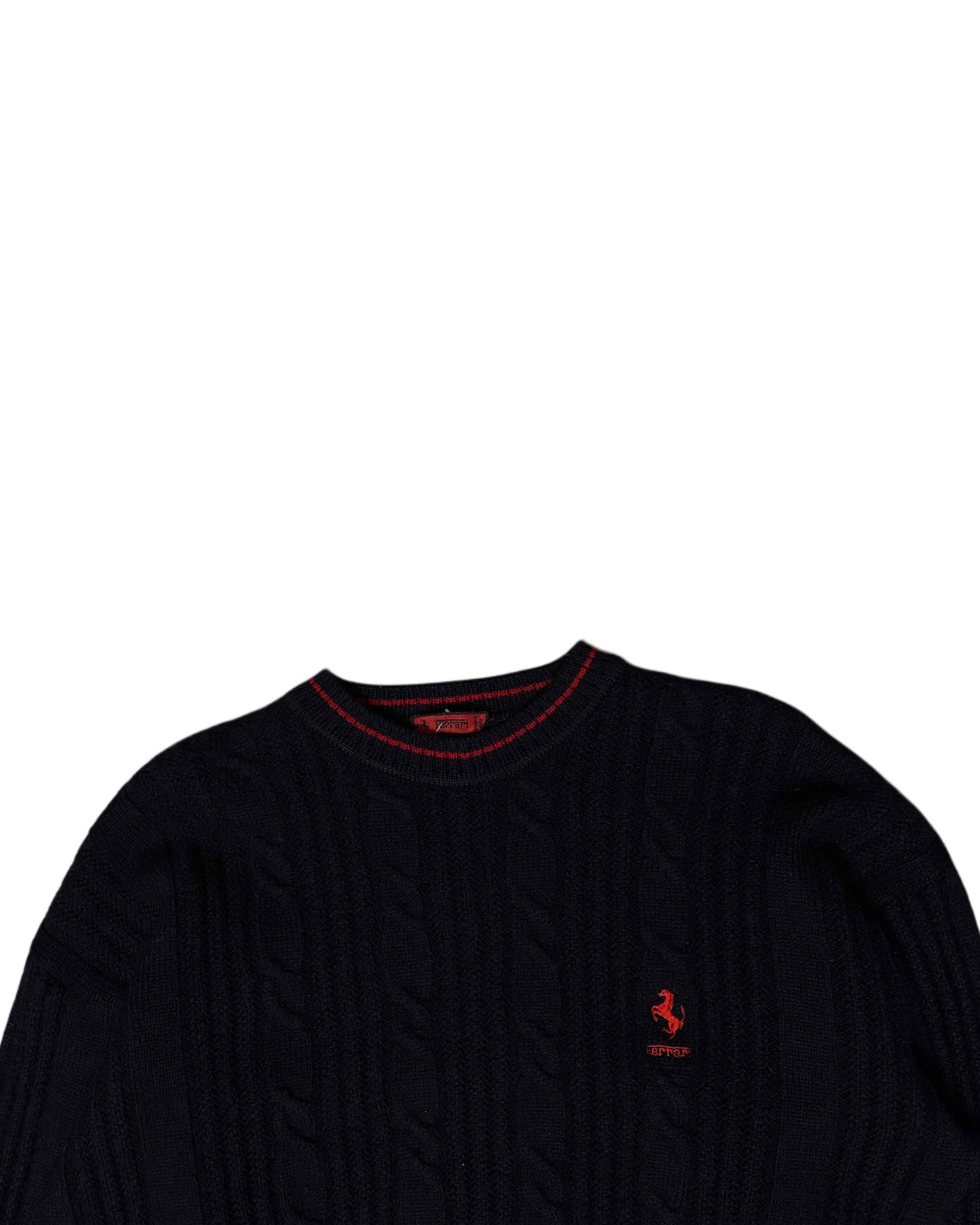 Vintage 1990s Ferrari Knit Sweater Black (M) - Gods Thrift Athens