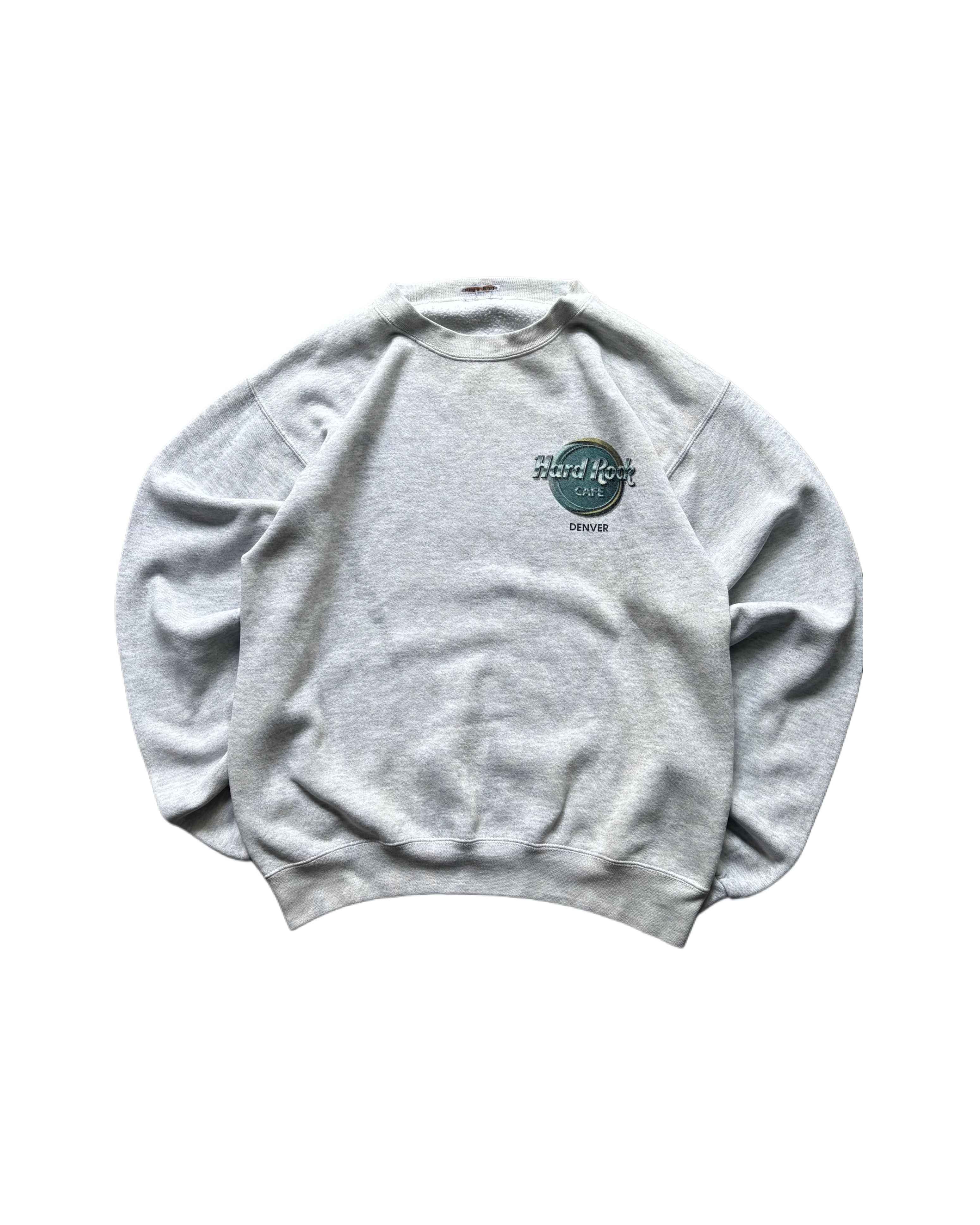 Vintage Hard Rock Cafe Denver Crewneck Grey (S) - Gods Thrift Athens
