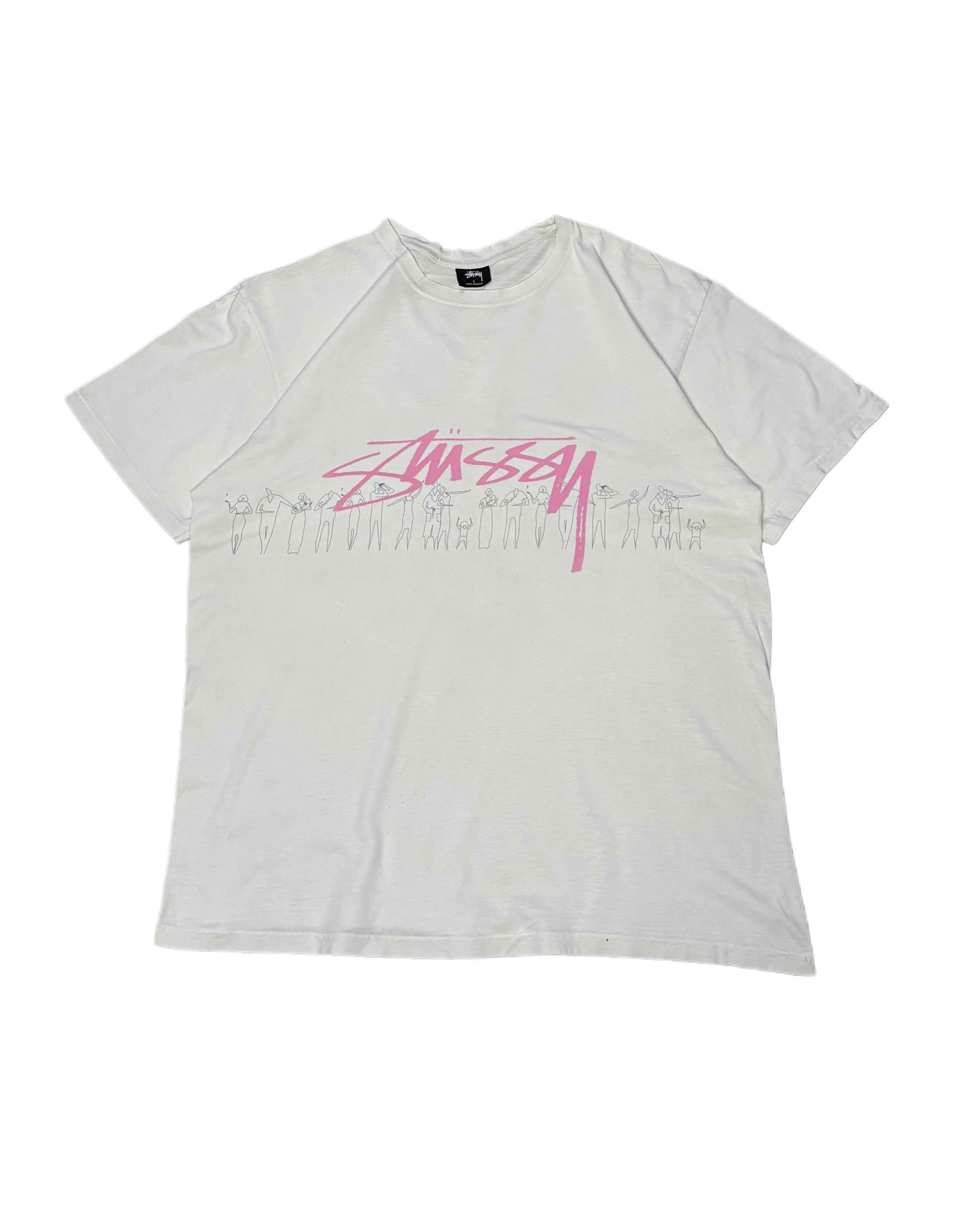 Stussy "People" T-shirt White (L) - Gods Thrift Athens