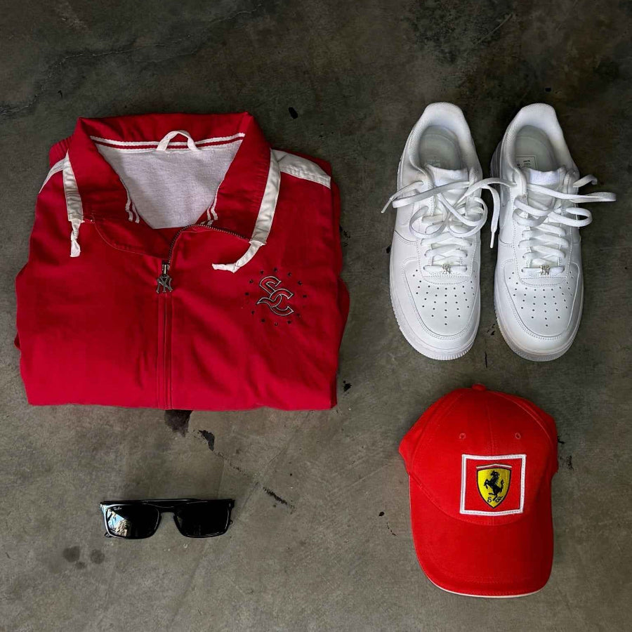 Gods Thrift x Yours Truly Nike Supreme Court Jacket – Custom 18g Silver Zip-Up Red (L) - Gods Thrift Athens