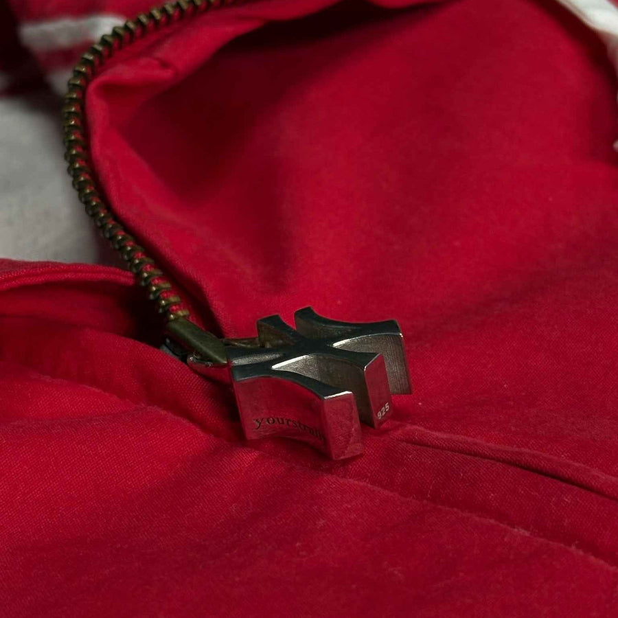 Gods Thrift x Yours Truly Nike Supreme Court Jacket – Custom 18g Silver Zip-Up Red (L) - Gods Thrift Athens