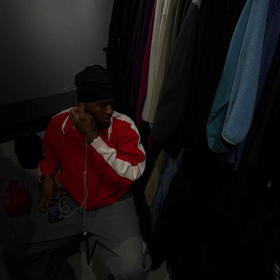 Gods Thrift x Yours Truly Nike Supreme Court Jacket – Custom 18g Silver Zip-Up Red (L) - Gods Thrift Athens