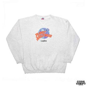 Planet Hollywood crewneck in grey marl (L) - Gods Thrift Athens