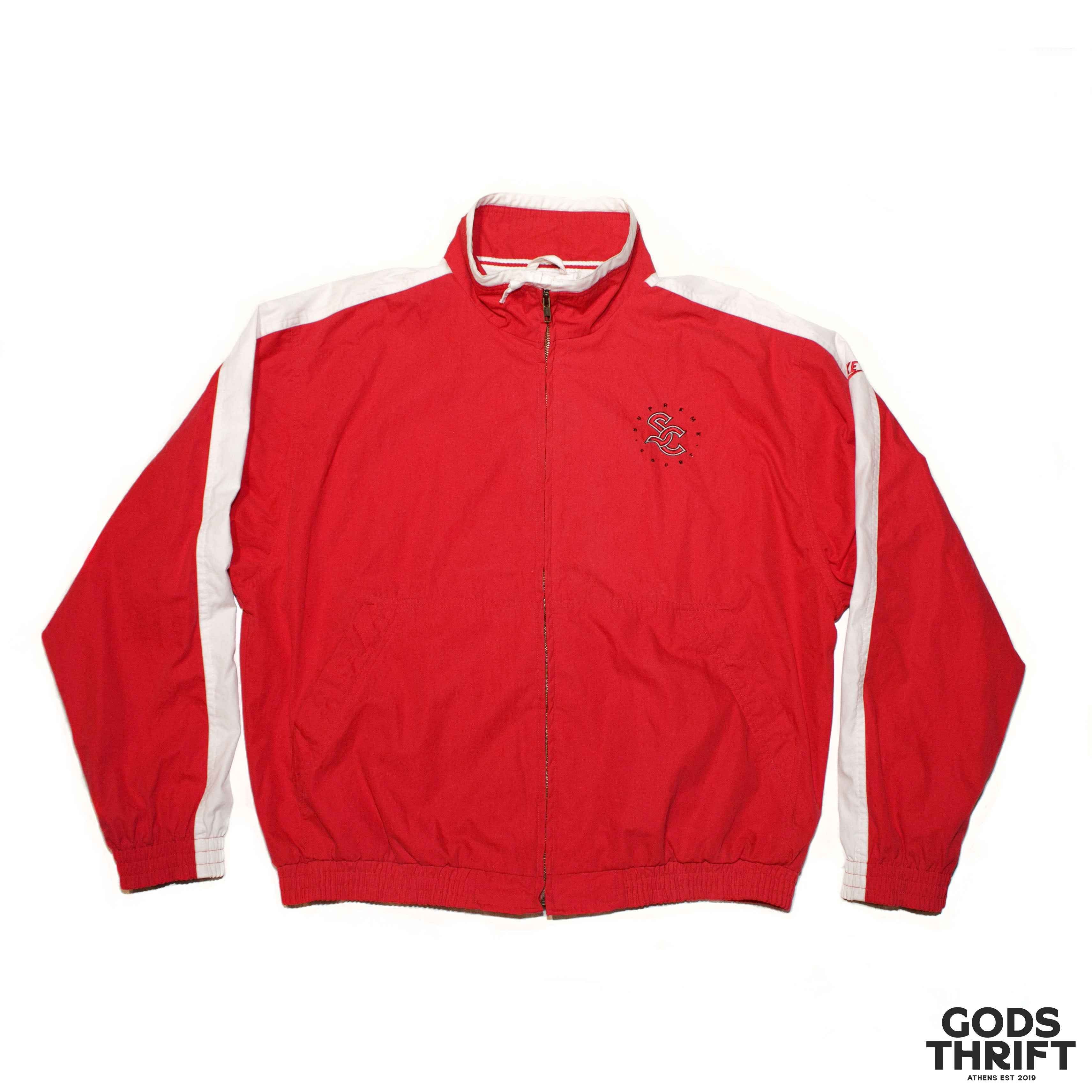 Gods Thrift x Yours Truly Nike Supreme Court Jacket – Custom 18g Silver Zip-Up Red (L) - Gods Thrift Athens