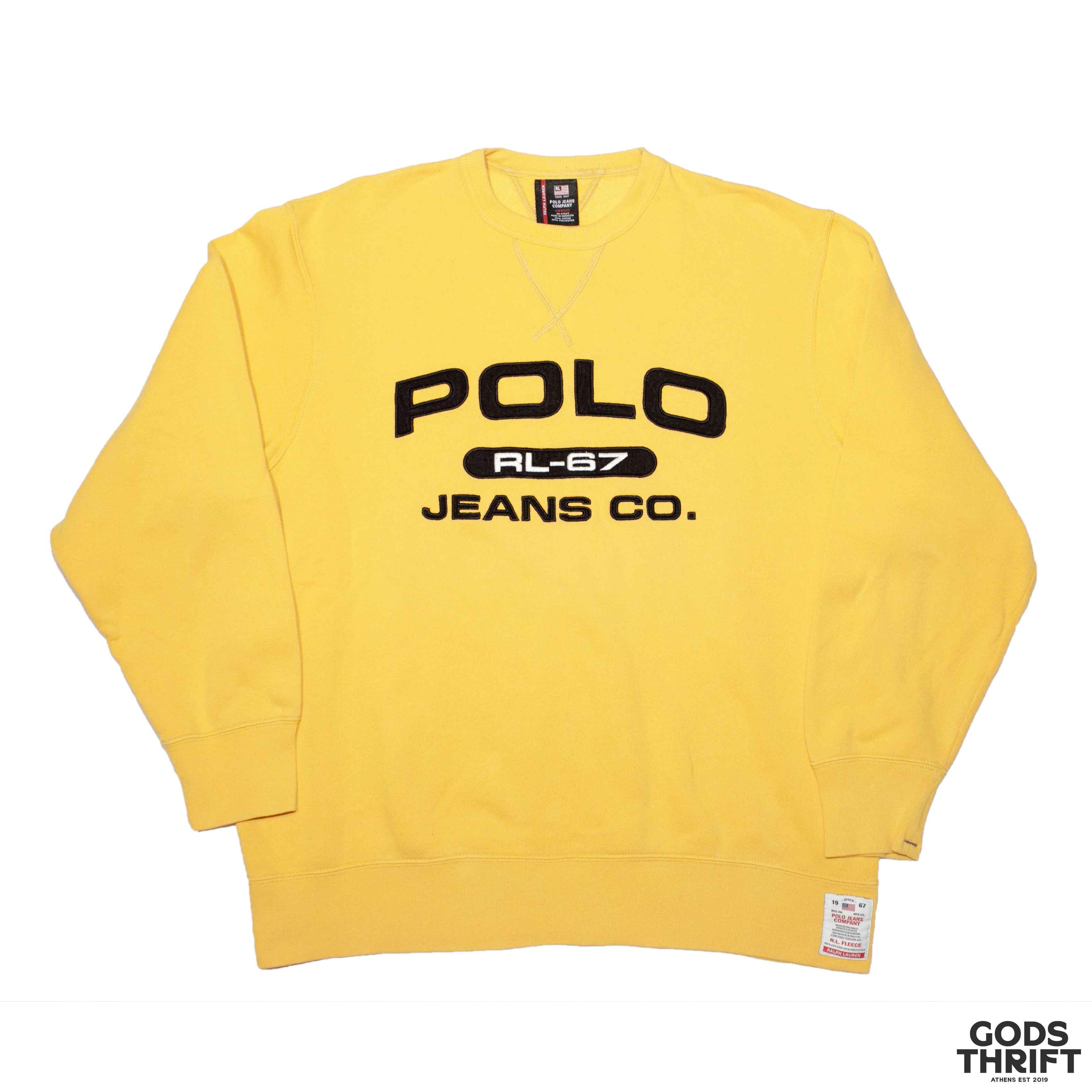 Polo RL jeans crewneck yellow (M) - Gods Thrift Athens