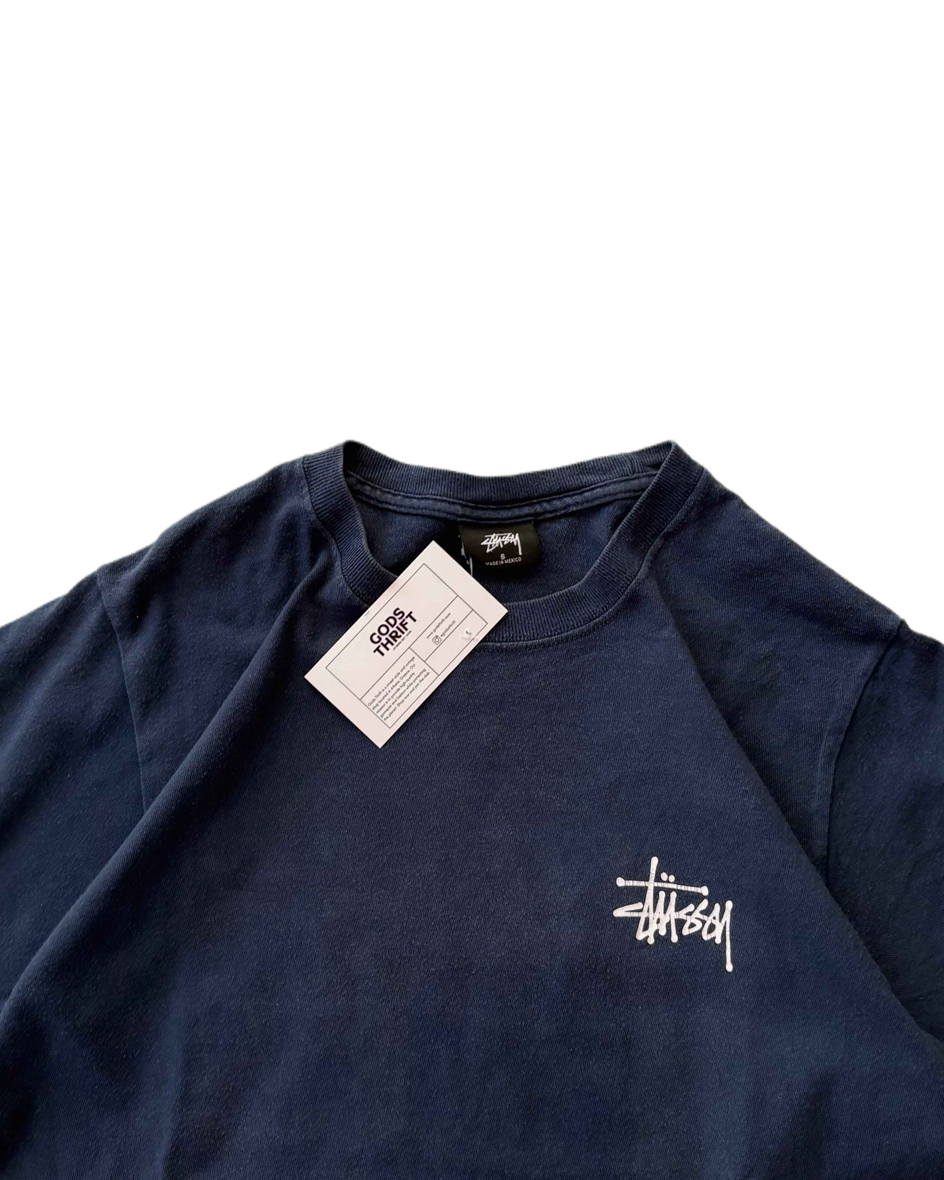 Stussy T-shirt Navy Blue (S) - Gods Thrift Athens