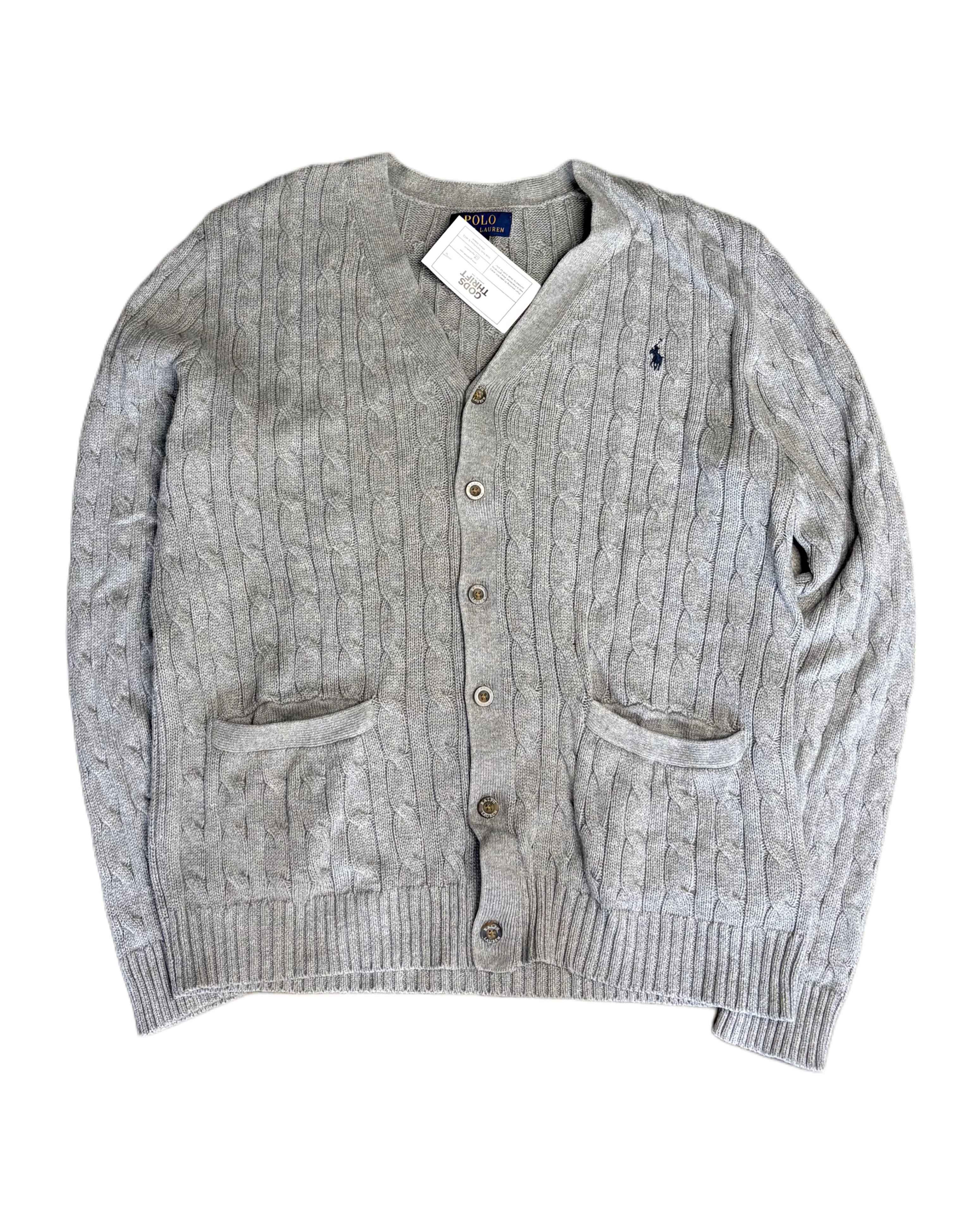 Polo Ralph Lauren Knit Cardigan in Grey (M) - Gods Thrift Athens