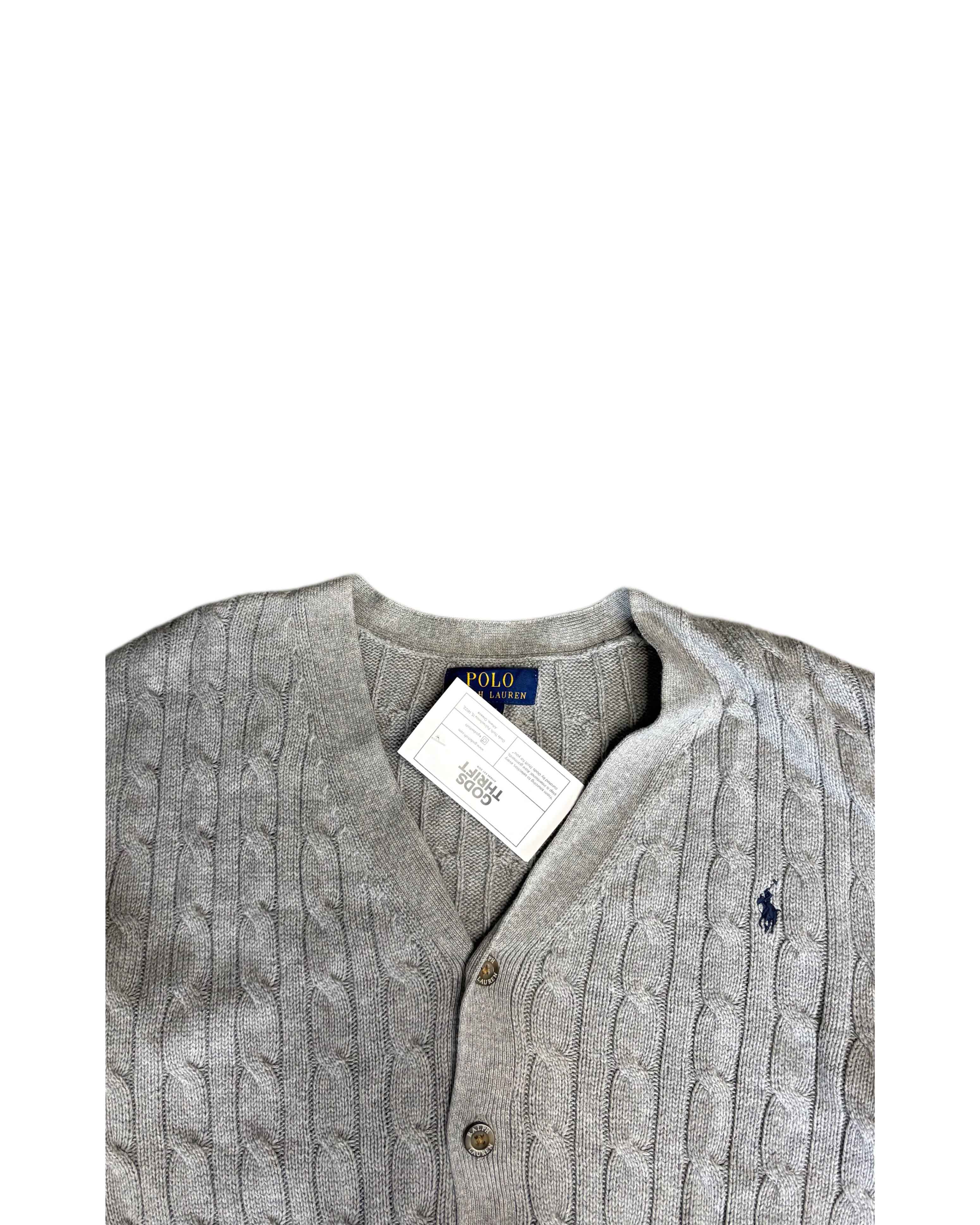 Polo Ralph Lauren Knit Cardigan in Grey (M) - Gods Thrift Athens