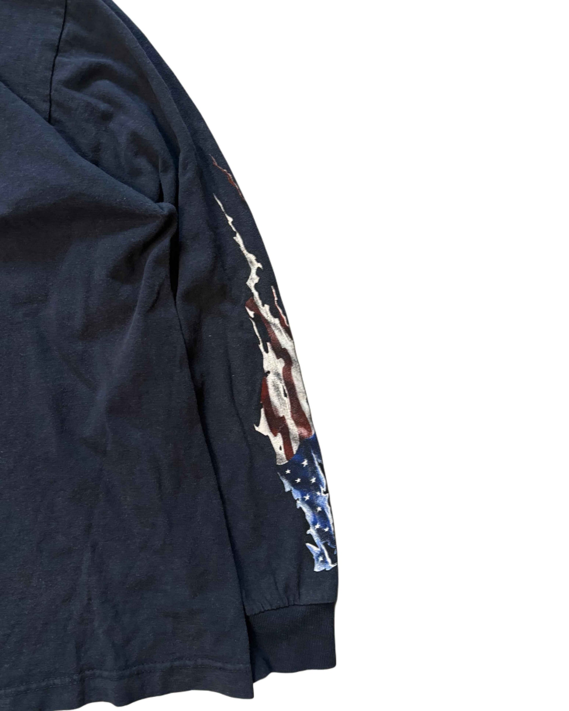 Vintage Orange Country choppers Long Sleeve T-shirt Navy Blue (M) - Gods Thrift Athens