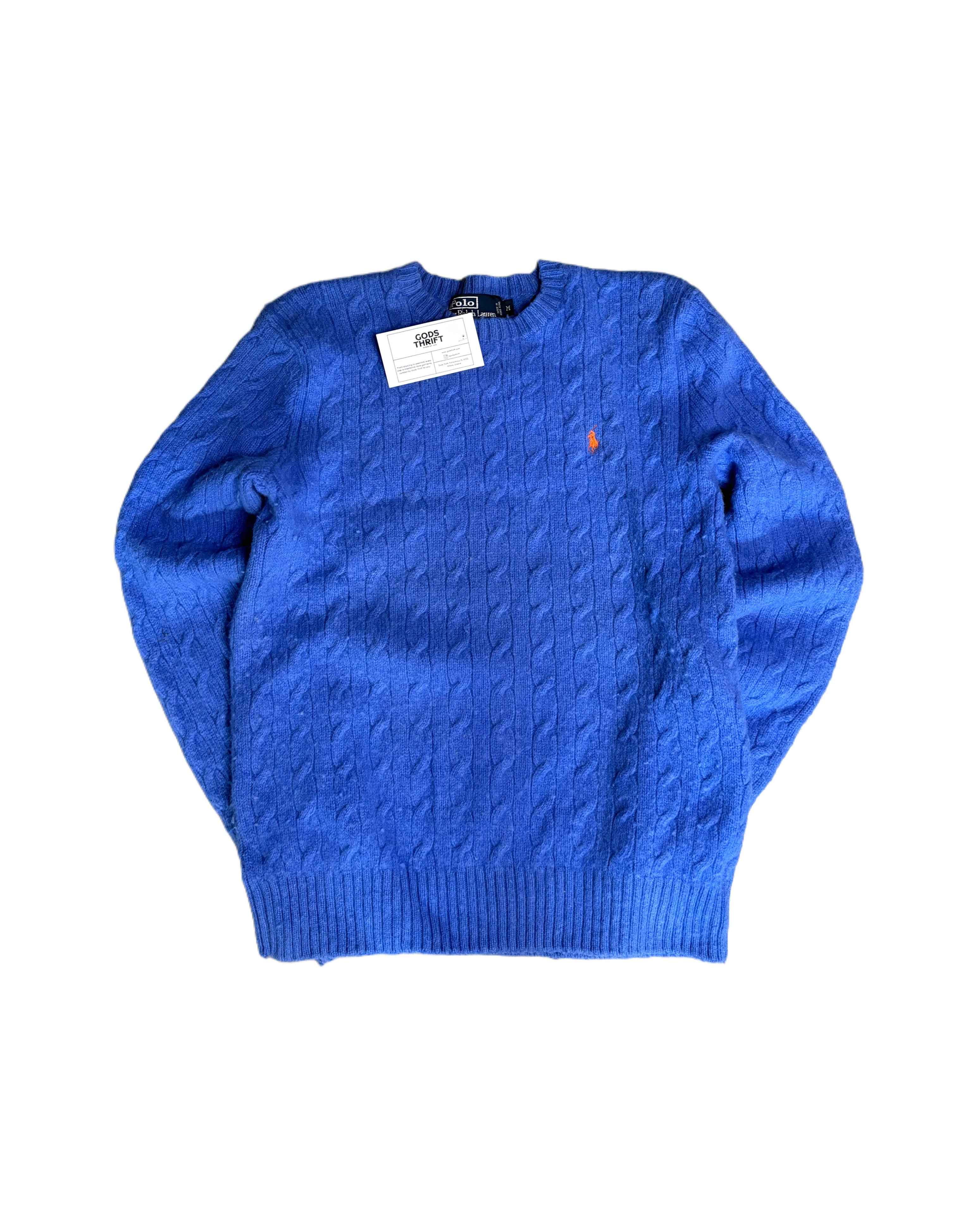 Polo Ralph Lauren Wool Knit Sweater Blue (Womens M) - Gods Thrift Athens
