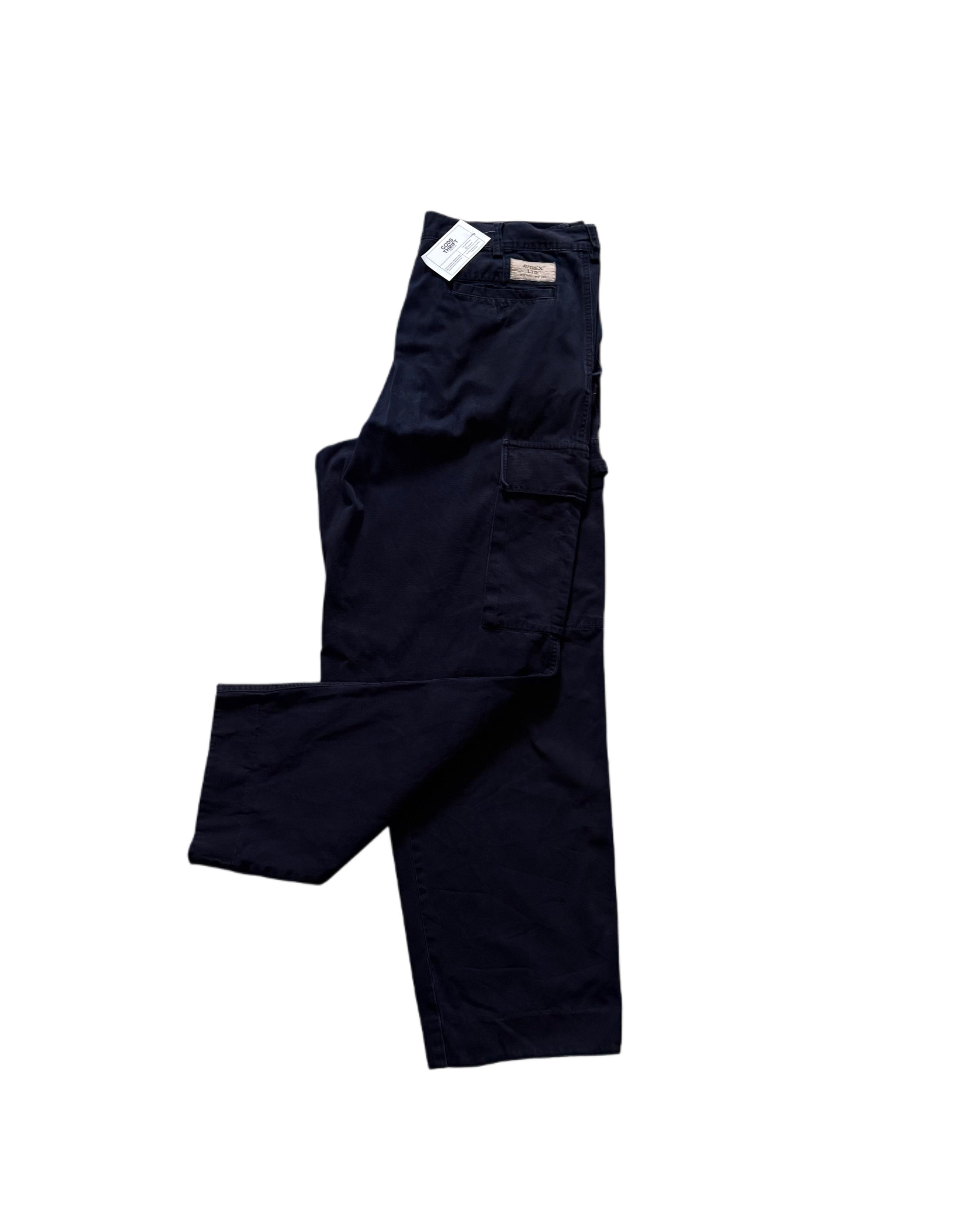 Vintage Avirex Buggy Cargo Pants Navy Blue (W36) - Gods Thrift Athens