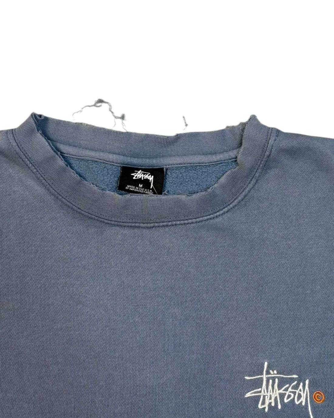 Vintage 2000s Stüssy Crewneck – Washed Navy | Made in USA | Size M
