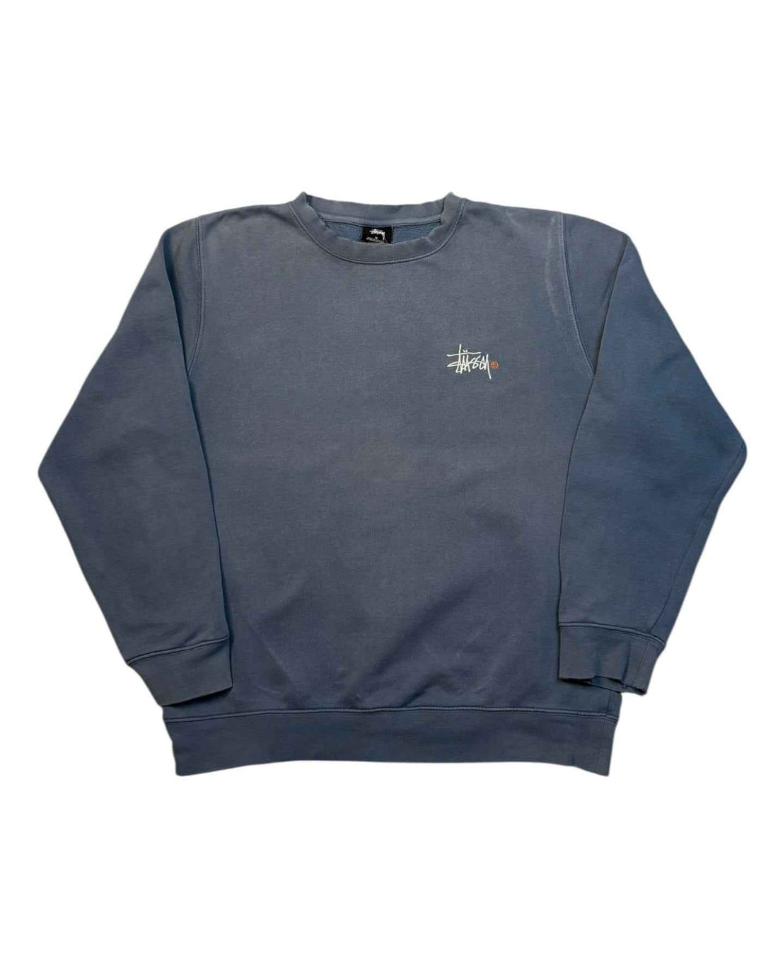 Vintage 2000s Stüssy Crewneck – Washed Navy | Made in USA | Size M