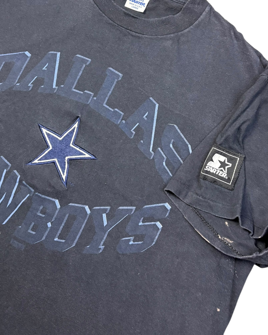 Vintage 90s Dallas Cowboys Single Stitch T-shirt Made In USA | Navy Blue | Size L