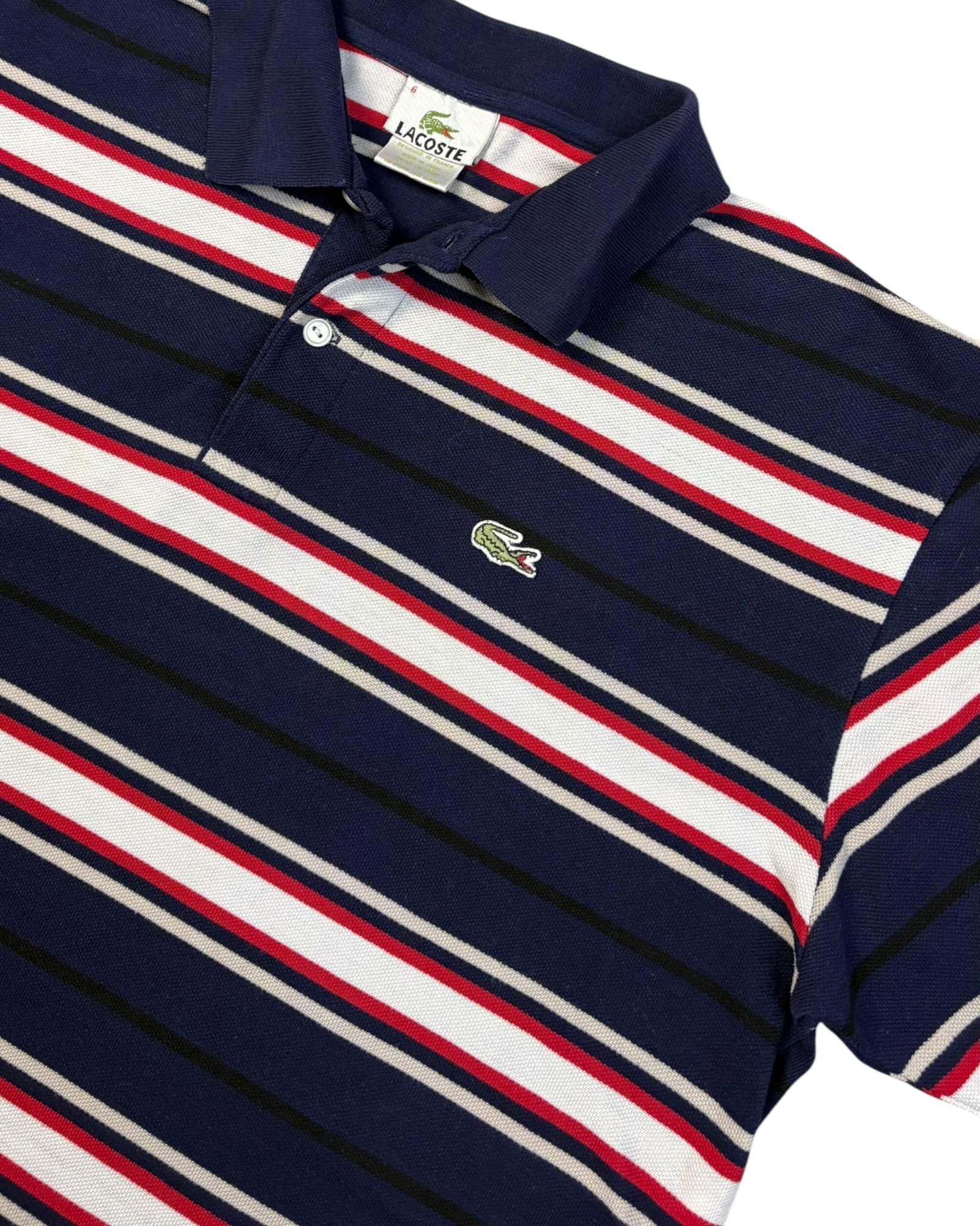 Polo Lacoste de rayas hecho en Francia | Azul marino | Talla XL (6)
