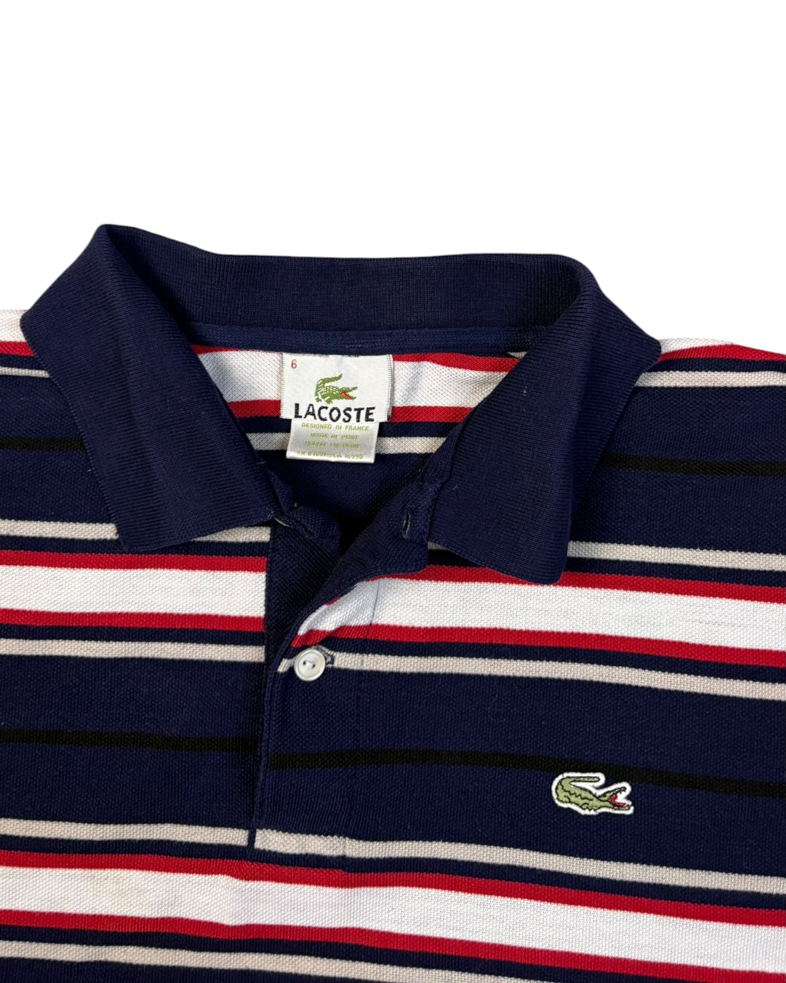 Polo Lacoste de rayas hecho en Francia | Azul marino | Talla XL (6)