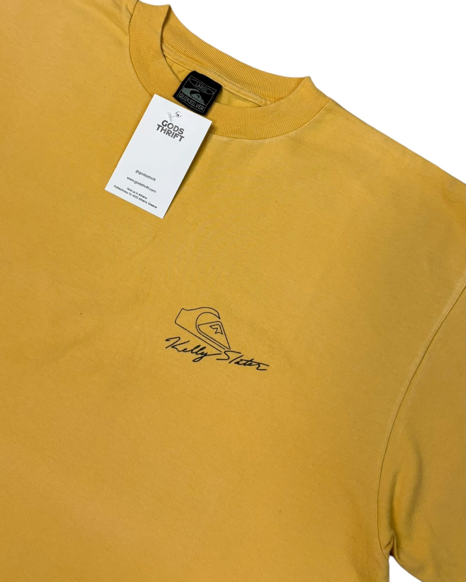 Vintage 1998 Quiksilver Kelly Slater T-shirt | Yellow | Size L