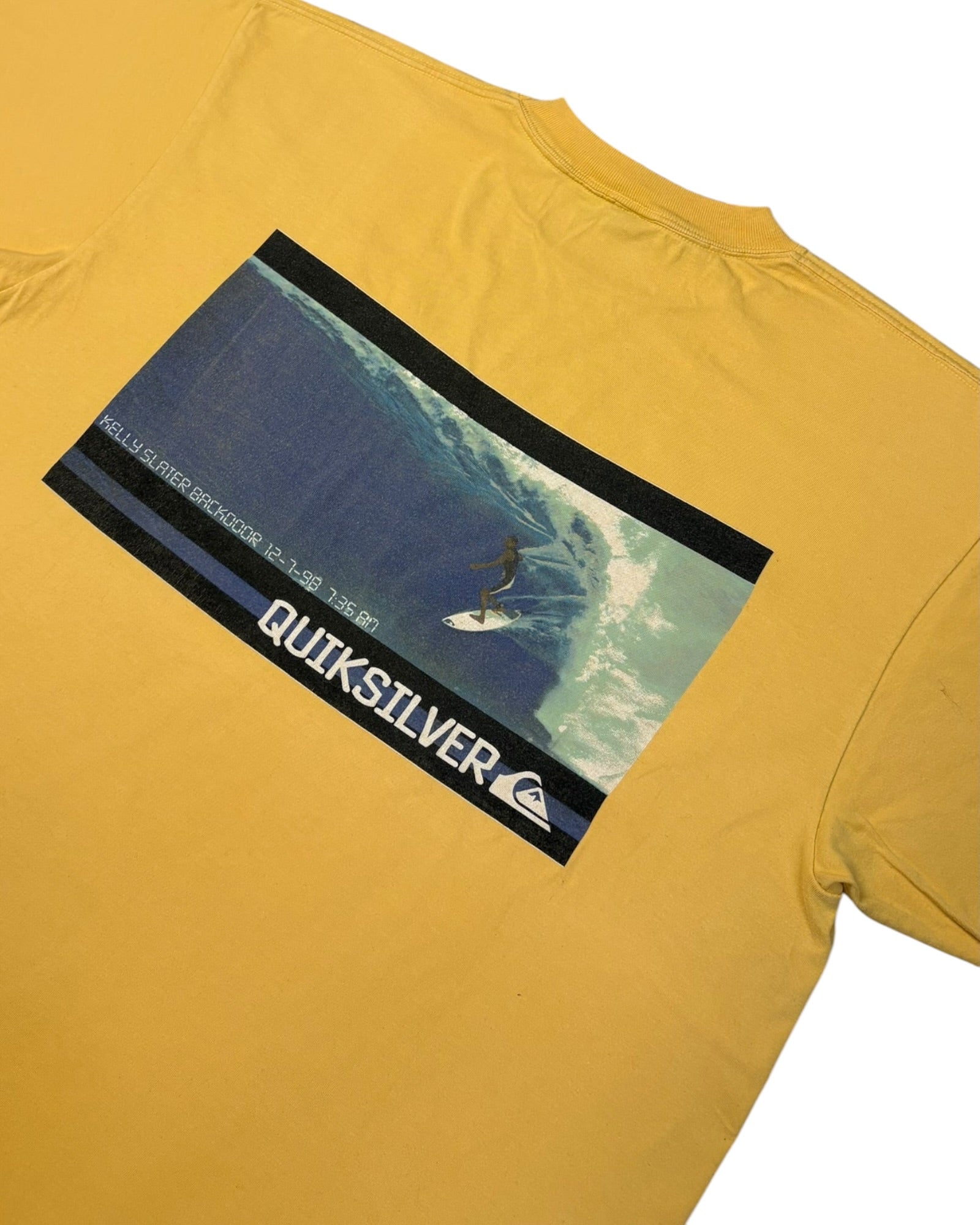 Vintage 1998 Quiksilver Kelly Slater T-shirt | Yellow | Size L