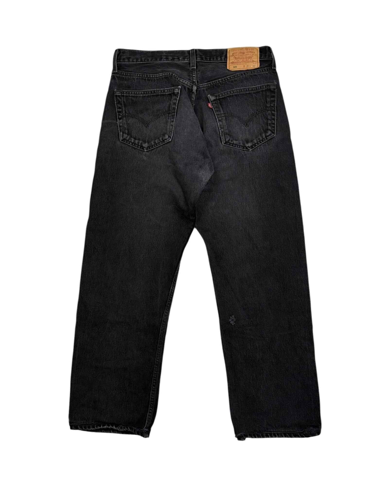 Levis 501 Distressed Jeans | Washed Black | W33 L32
