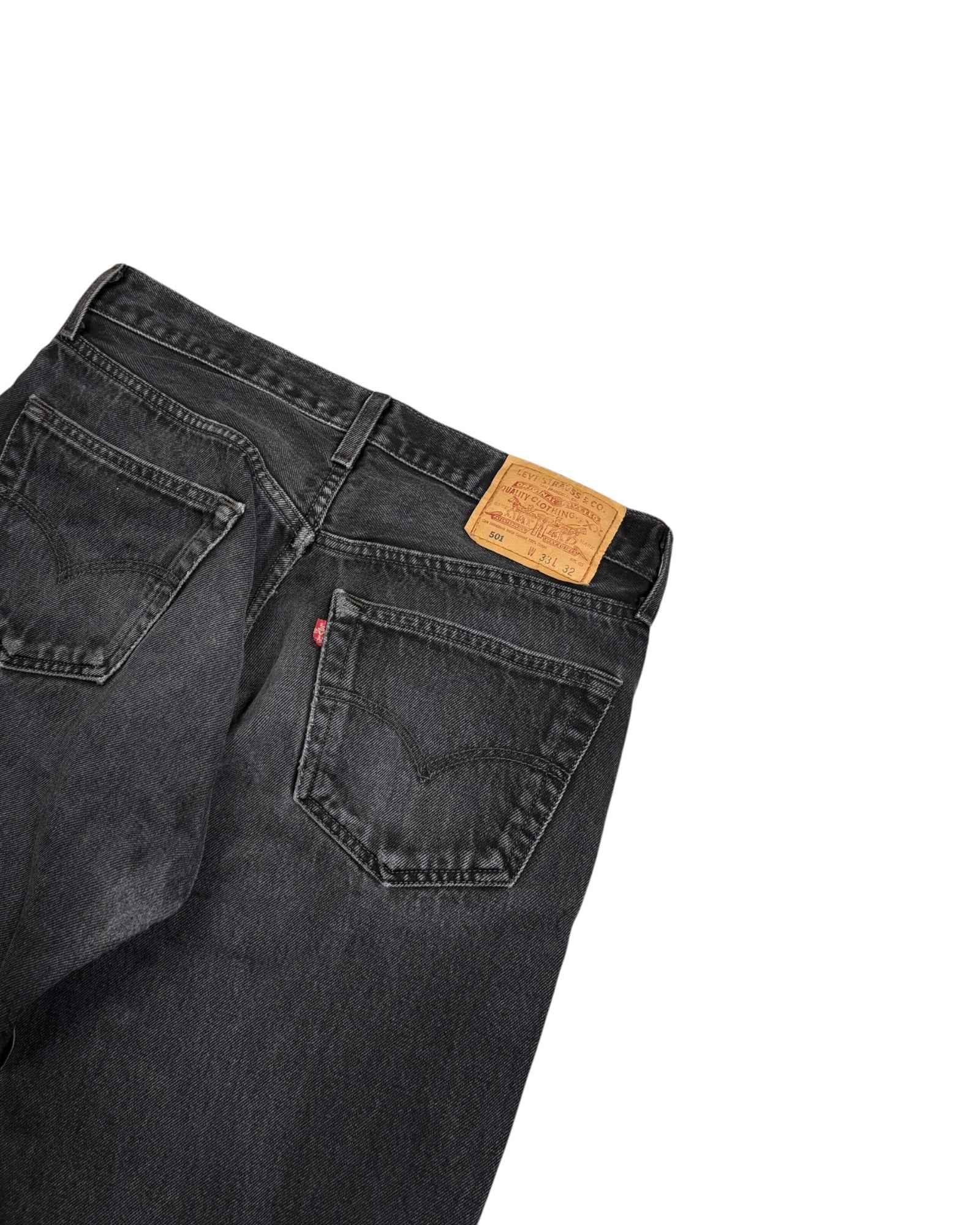 Levis 501 Distressed Jeans | Washed Black | W33 L32