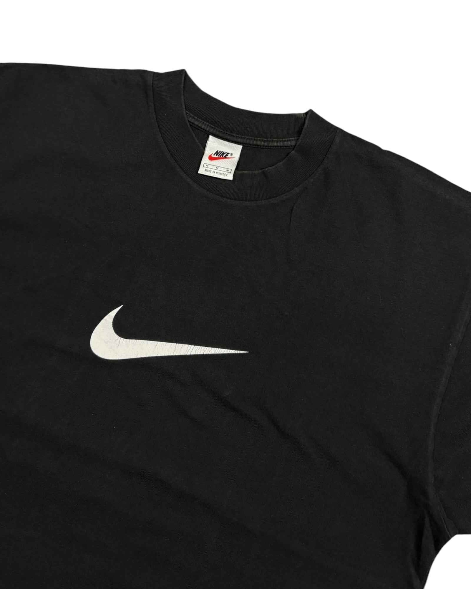 Vintage 90s Nike Center Swoosh T-shirt | Black | Size M