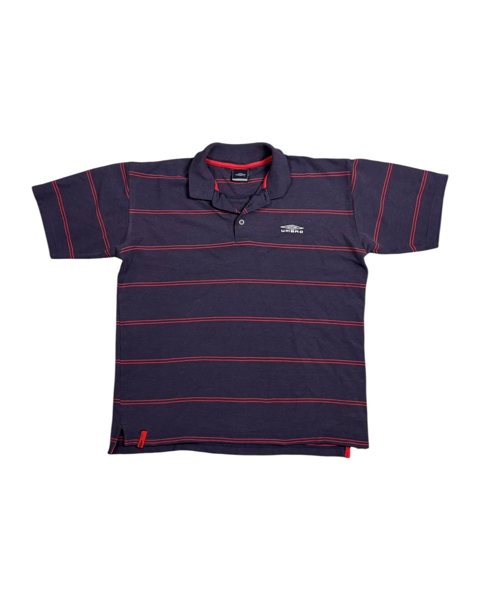 Vintage Umbro Polo T-shirt | Navy Blue Striped | Size