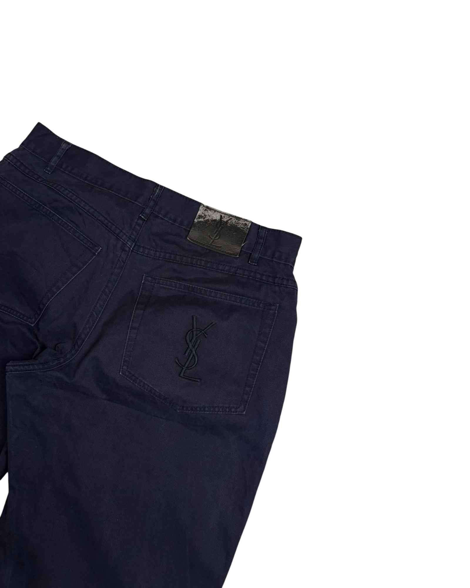 Vintage Yves Saint Laurent Cotton Pants | Navy Blue | W30