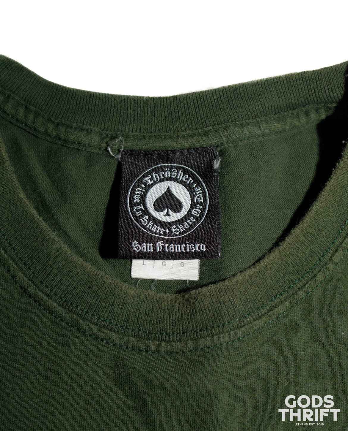 Thrasher T-shirt green (L) - Gods Thrift Athens