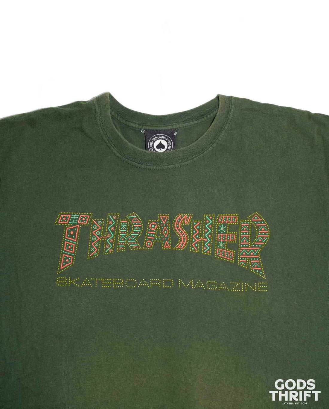 Thrasher T-shirt green (L) - Gods Thrift Athens